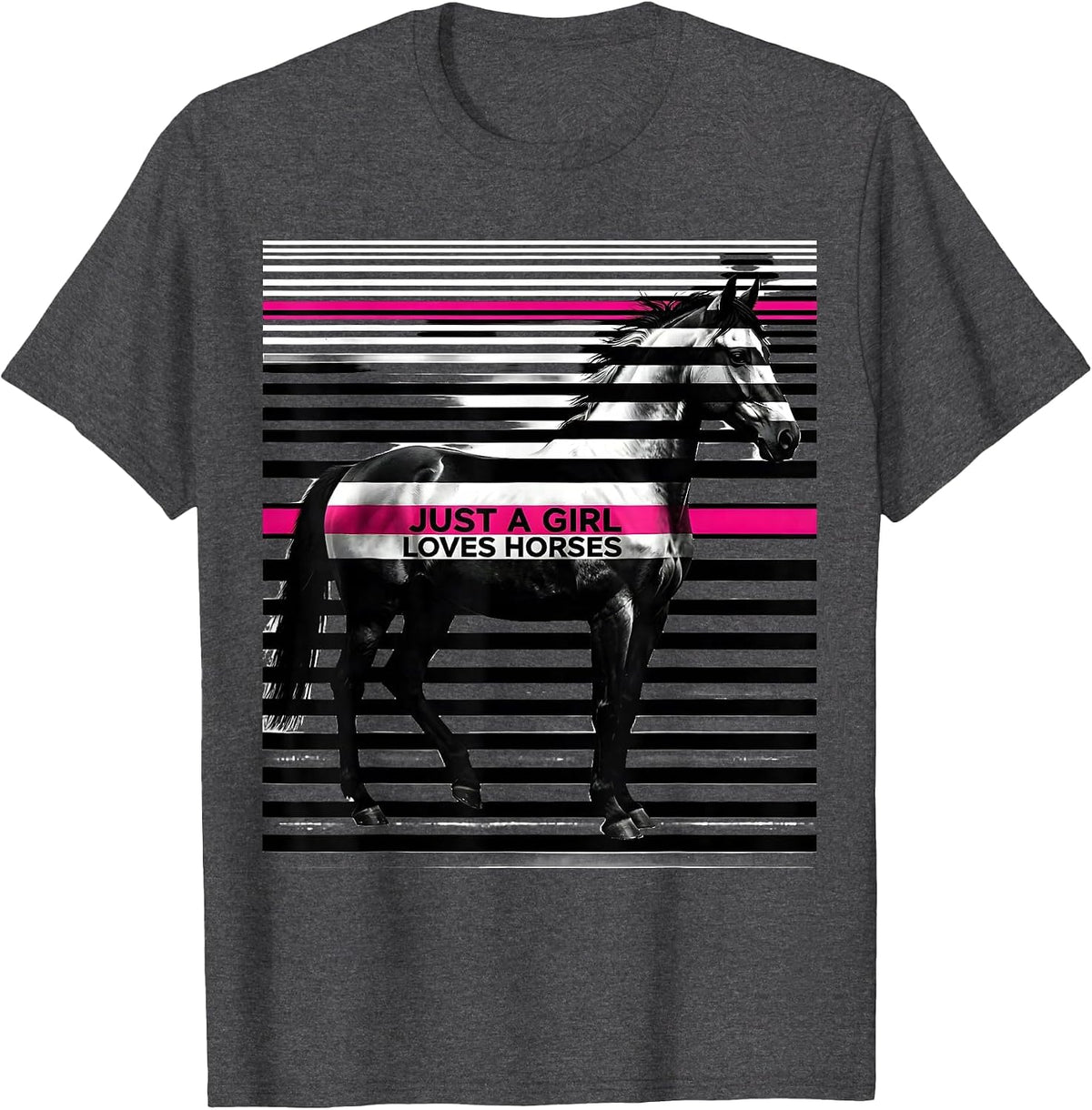 Just a Girl Who Loves Horses Equestrian Design T-Shirt - Dark Heather Grey