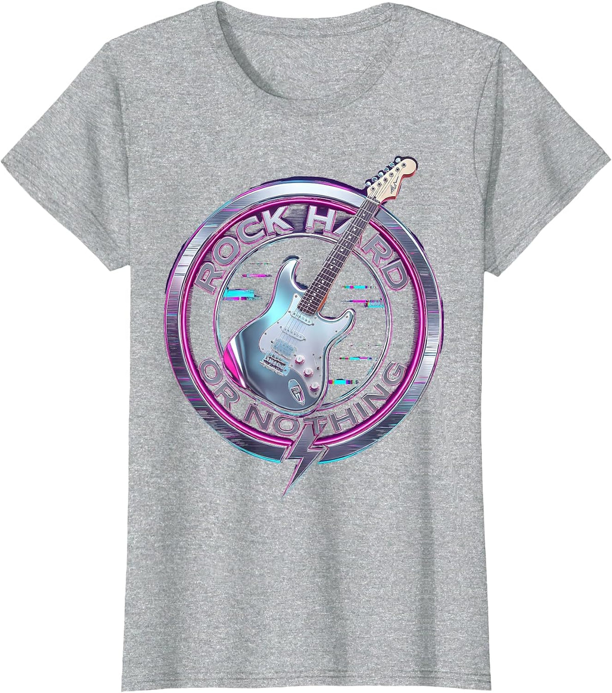 Rock Hard or Nothing Men's Rock Band Design T-Shirt - Heather Grey