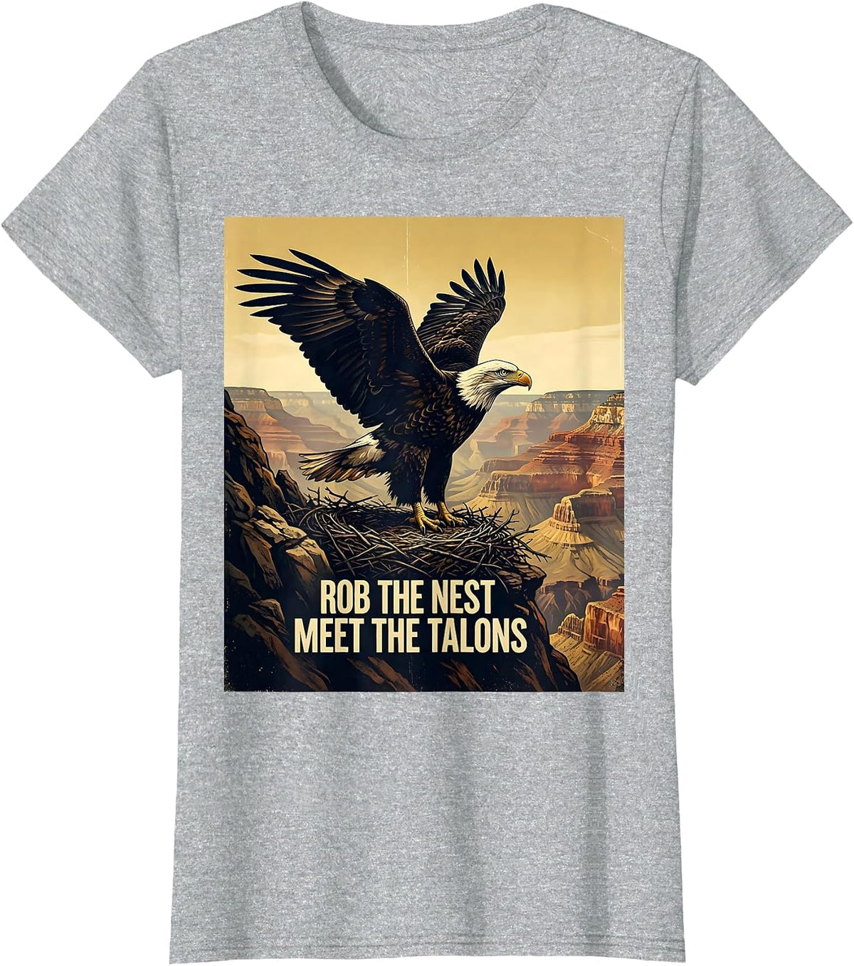 Rob The Nest Meet The Talons Vintage Bald Eagle National T-Shirt - Heather Grey