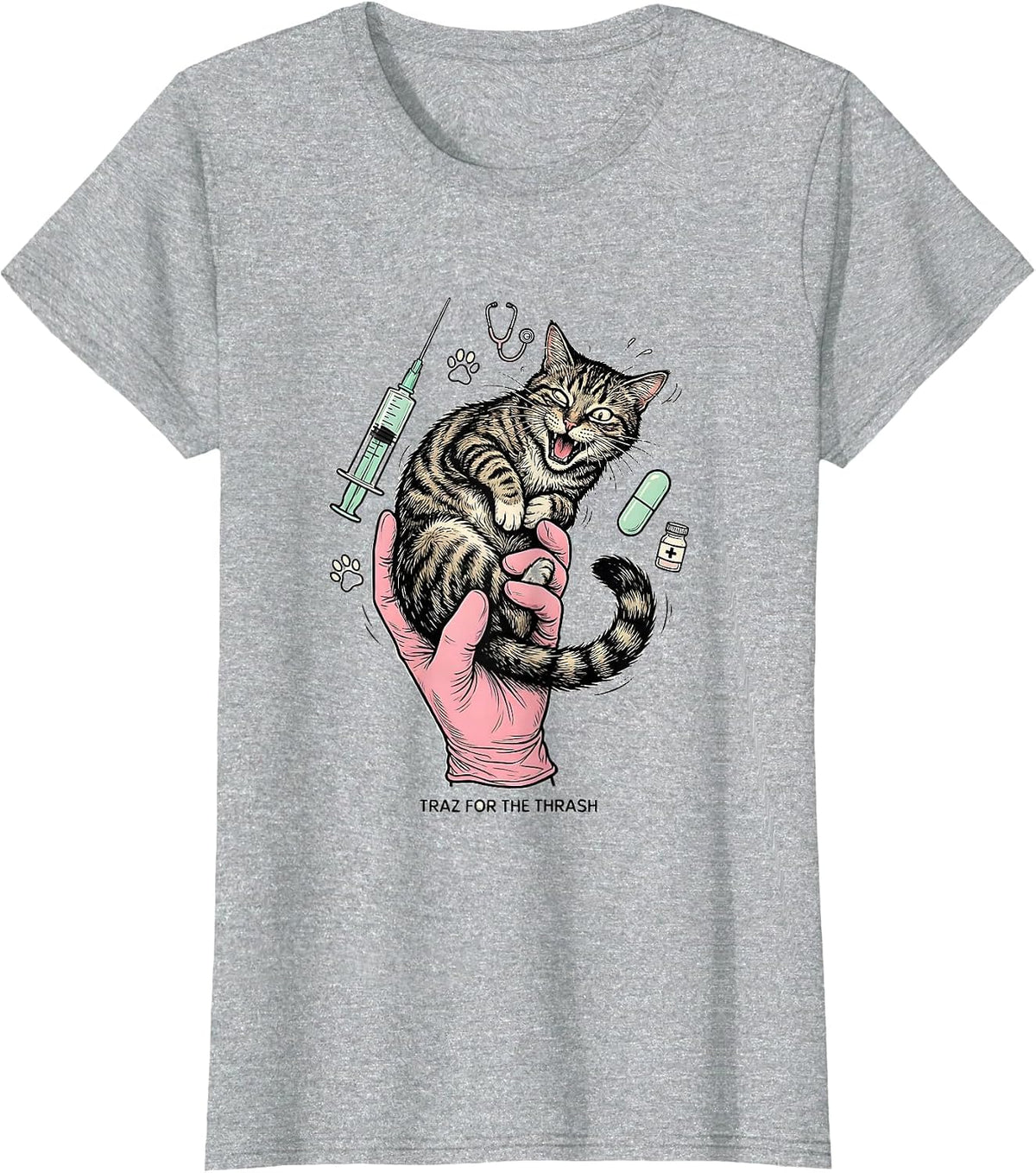Traz For The Thrash Funny Veterinary Technician Vet Tech T-Shirt - Heather Grey