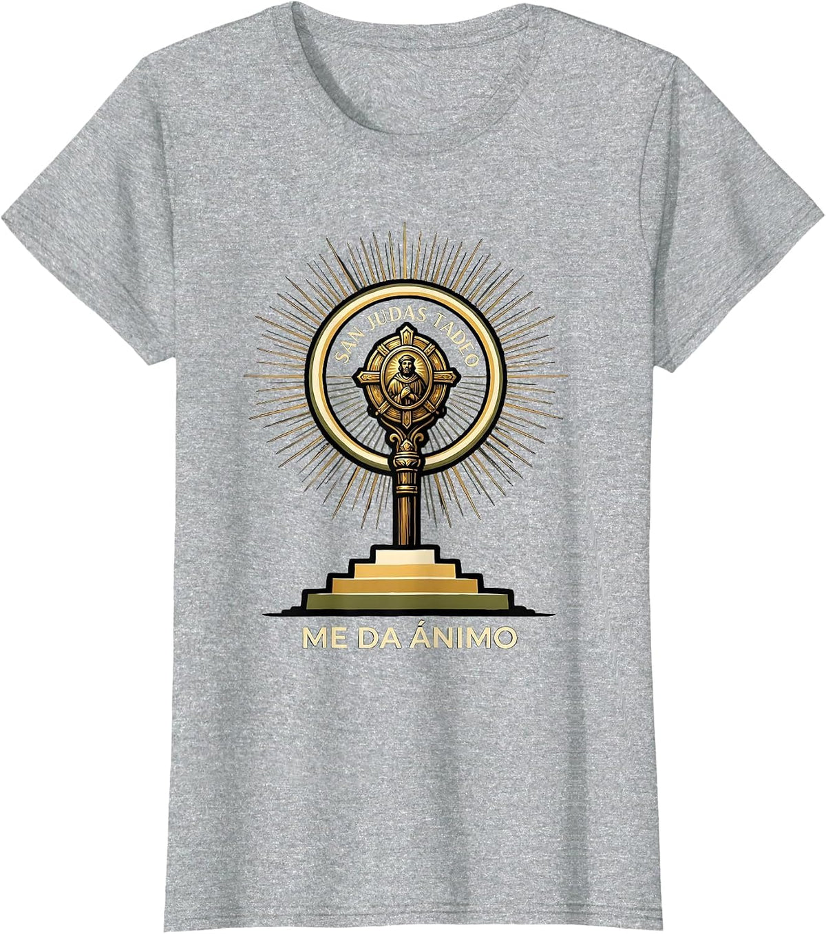 Women's San Judas Tadeo Me Da Ánimo Spanish Faith Gift T-Shirt - Heather Grey