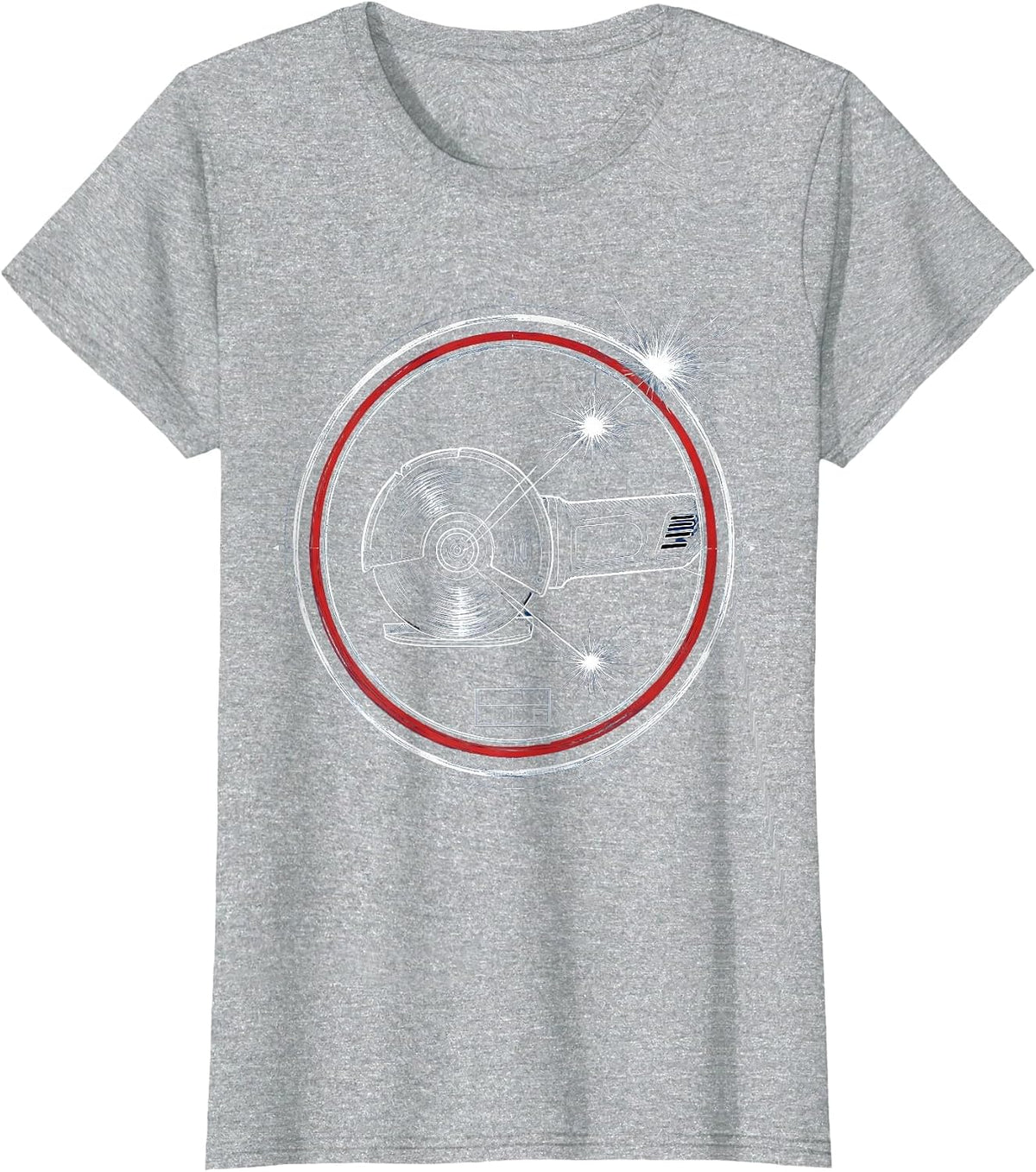 Women's Grinding Wheel Sparks Flying Illustration T-Shirt - Heather Grey