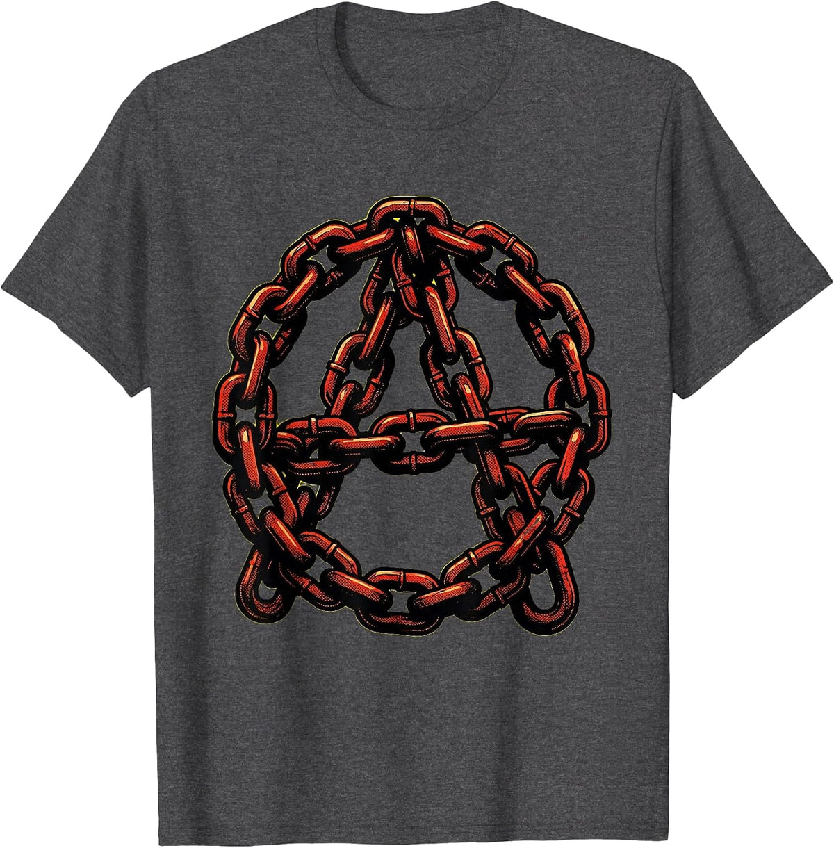 Anarchist Symbol Twisted Chains Punk Art Design T-Shirt - Dark Heather Grey