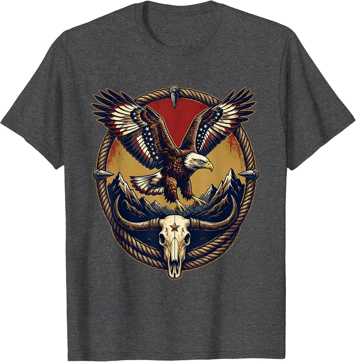 250th Anniversary USA Bald Eagle Mountain Soar T-Shirt - Dark Heather Grey