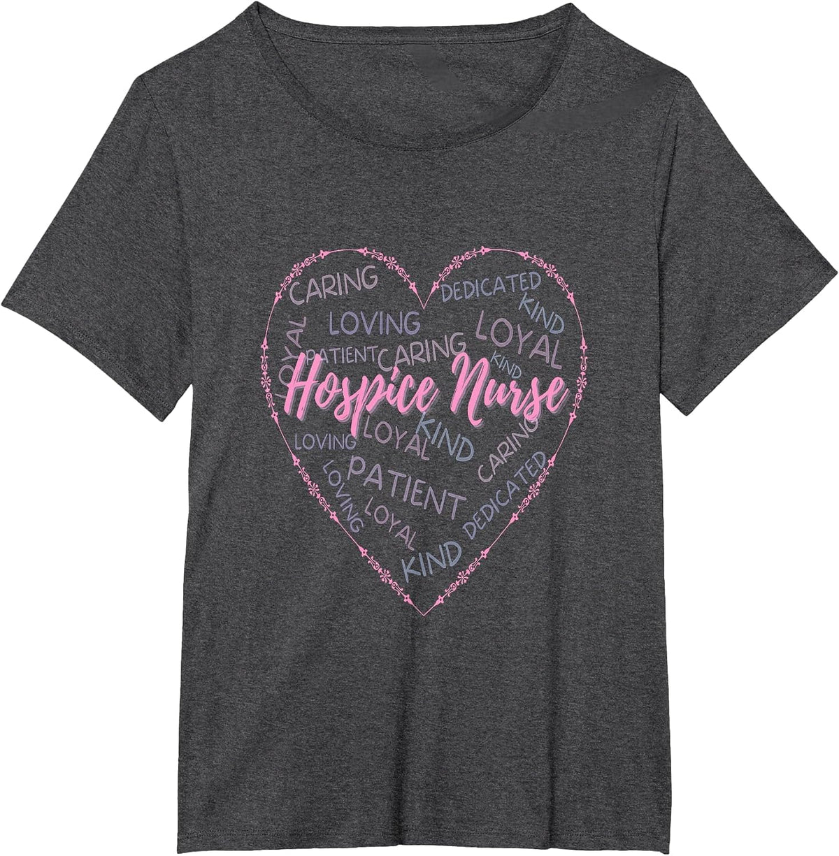 Hospice Nurse Heart Nurses Nursing Graduation Medical Love T-Shirt - Dark Heather Grey