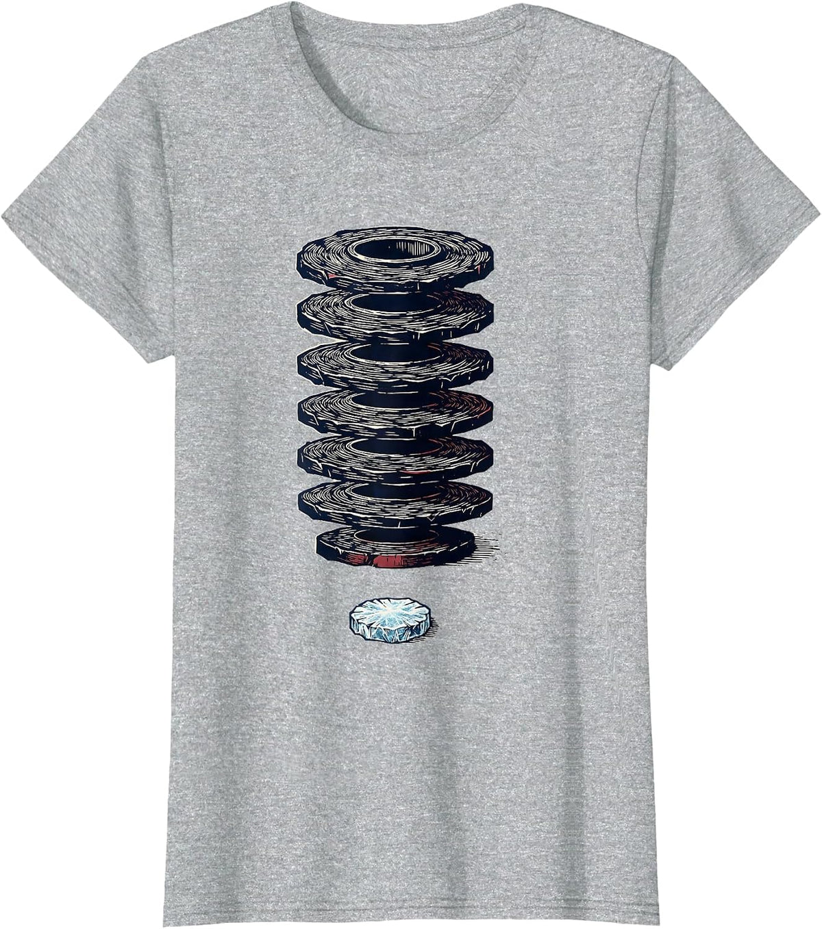 Pluto Classification Gate Linocut Astronomy Humor T-Shirt - Heather Grey