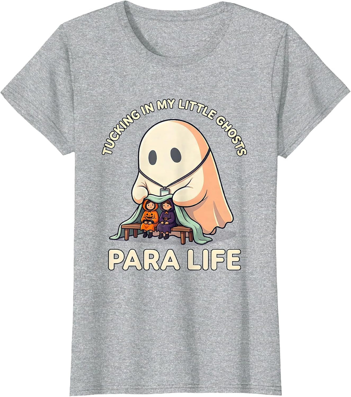 Tucking In My Little Ghosts Para Life Cute Kawaii T-Shirt - Heather Grey