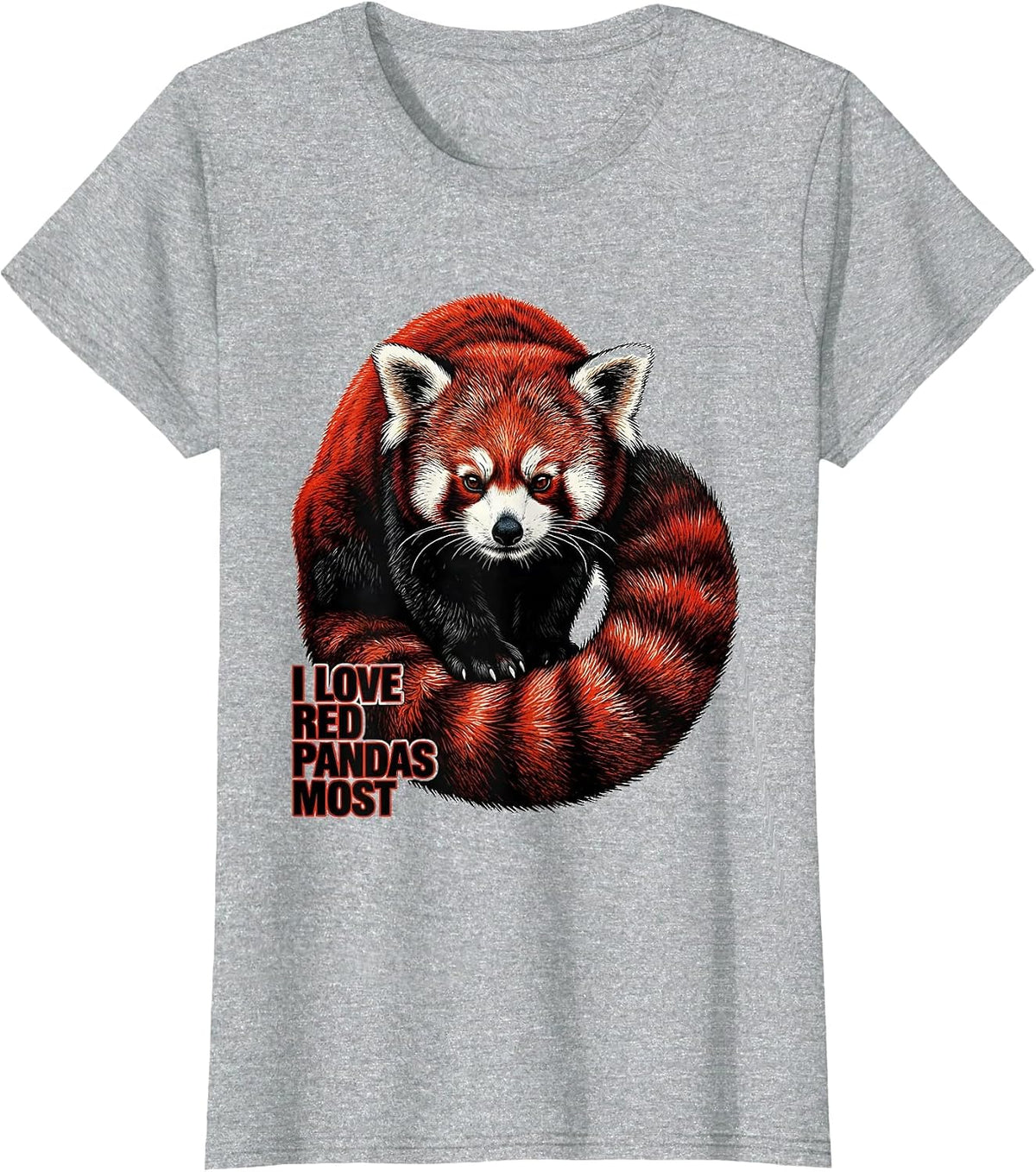 Women's I Love Red Pandas Most Funny Panda Lover Gift Cute Animal T-Shirt - Heather Grey