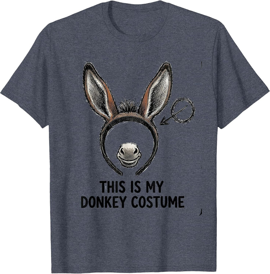 This Is My Donkey Costume Funny Animal Lover Halloween Party T-Shirt - Heather Blue