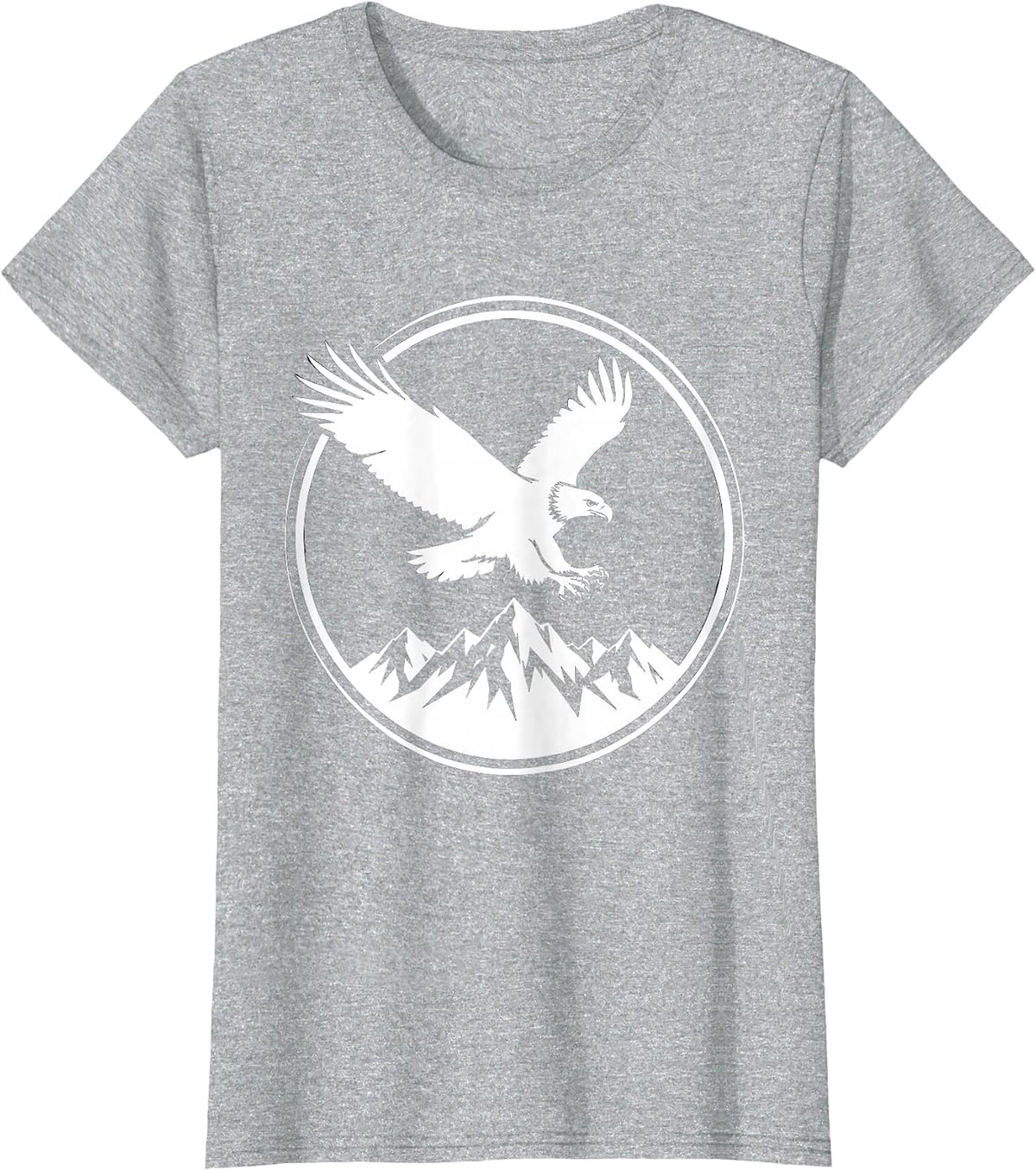 Bald Eagle Soaring Over Snowy Alaska Peaks T-Shirt - Heather Grey