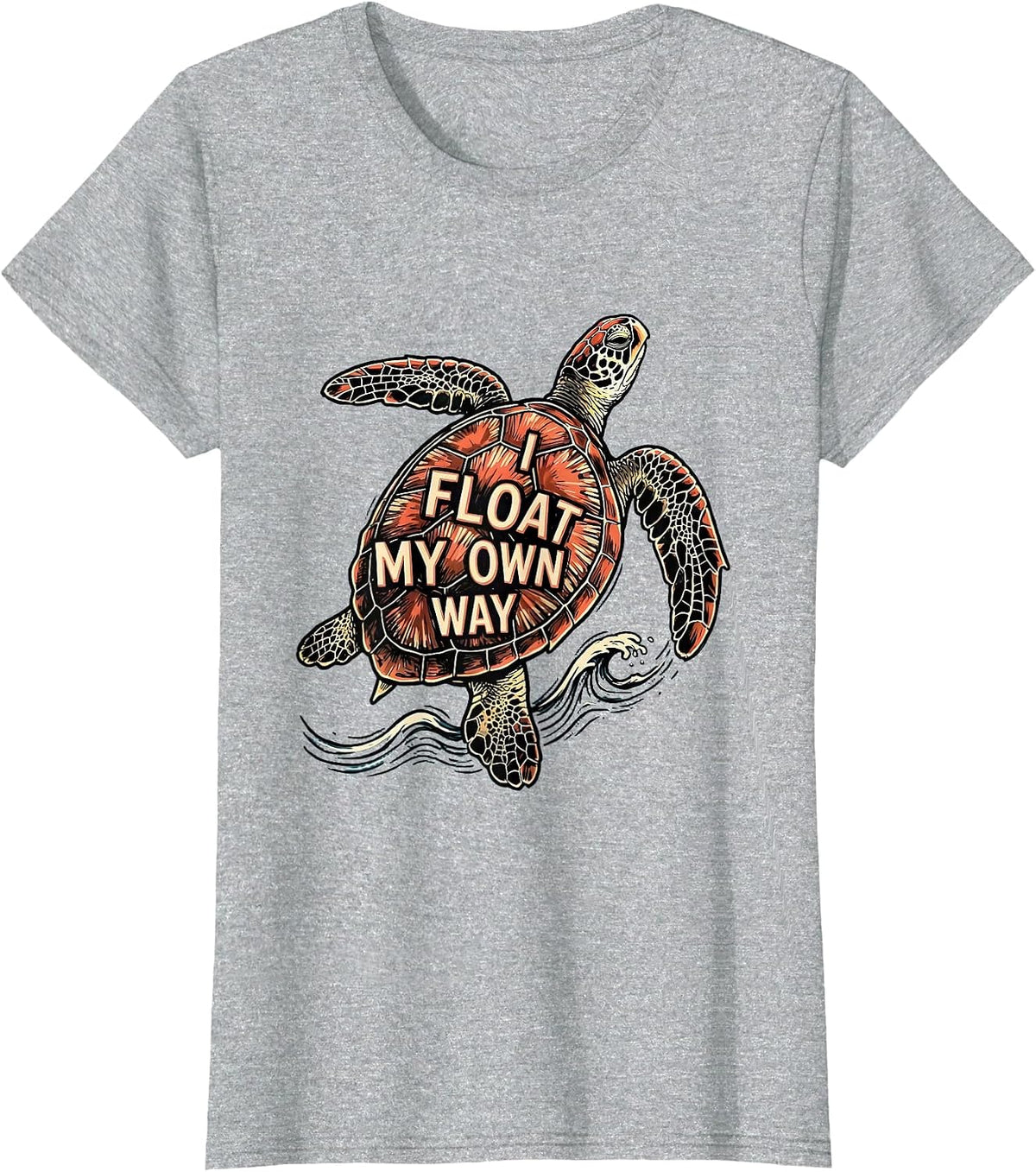 I Float My Own Way Funny Sea Turtle Lover Tropical Vacation T-Shirt - Heather Grey