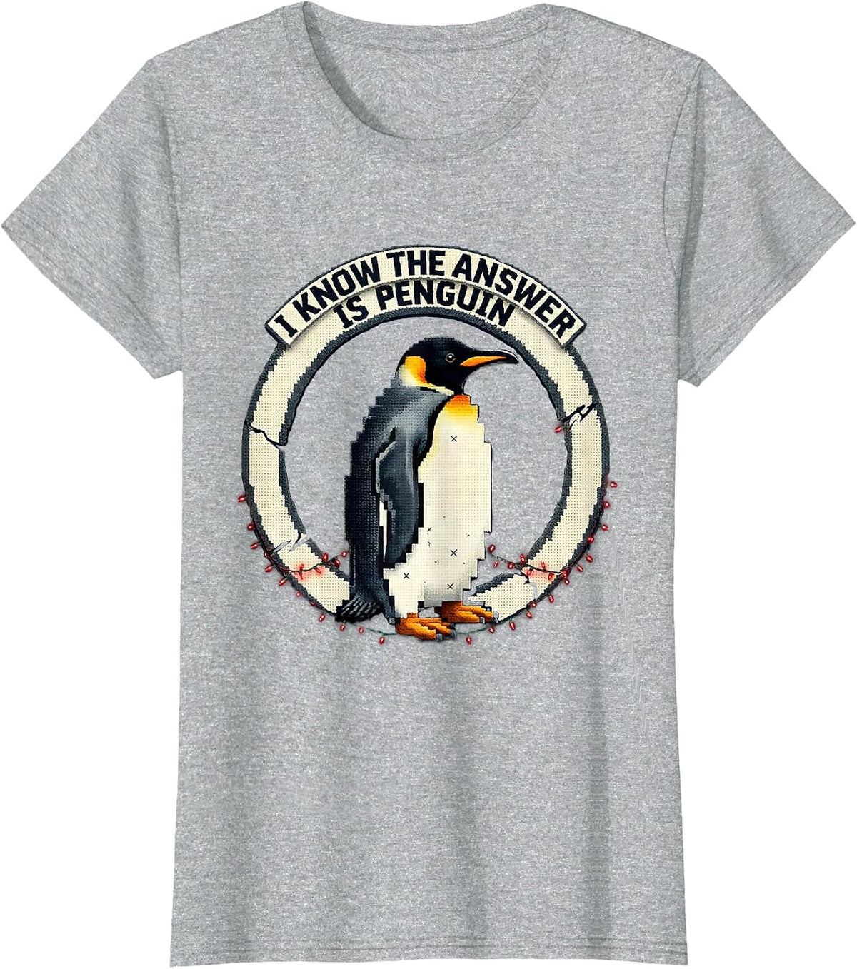 I Know The Answer Is Penguin Funny Penguin Lover Christmas T-Shirt - Heather Grey