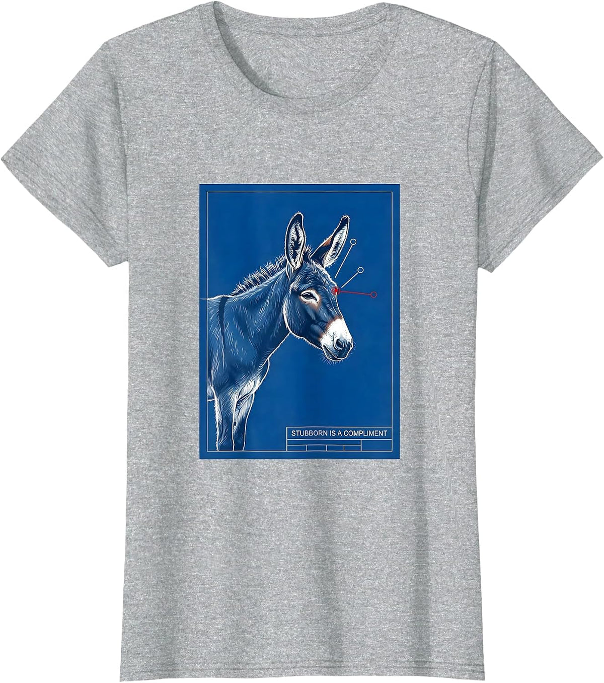 Women's Stubborn Is A Compliment Funny Donkey Farm Animal Humor T-Shirt - Heather Grey