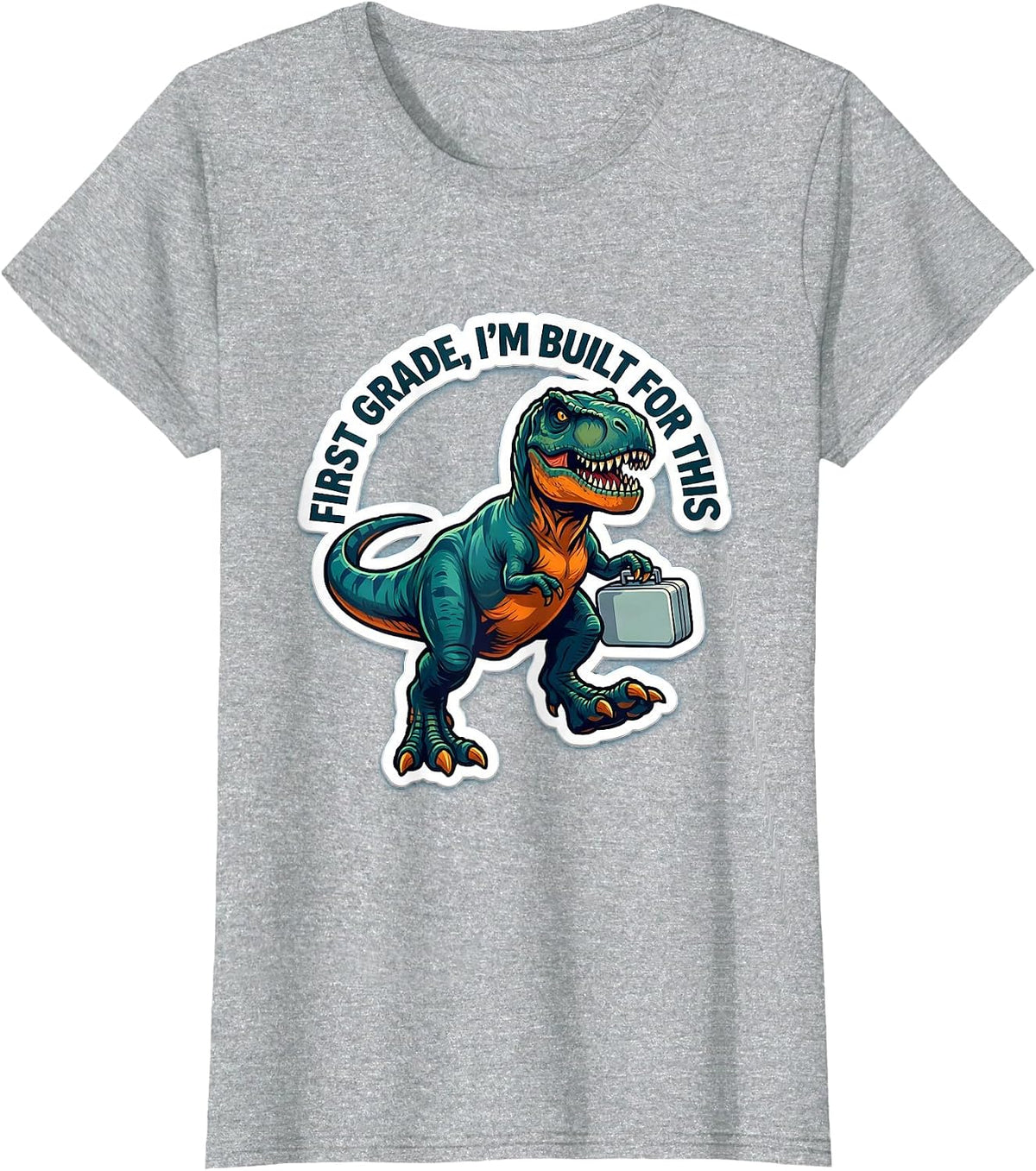 First Grade I'm Built For This Sticker Boy Back To School T-Shirt - Heather Grey