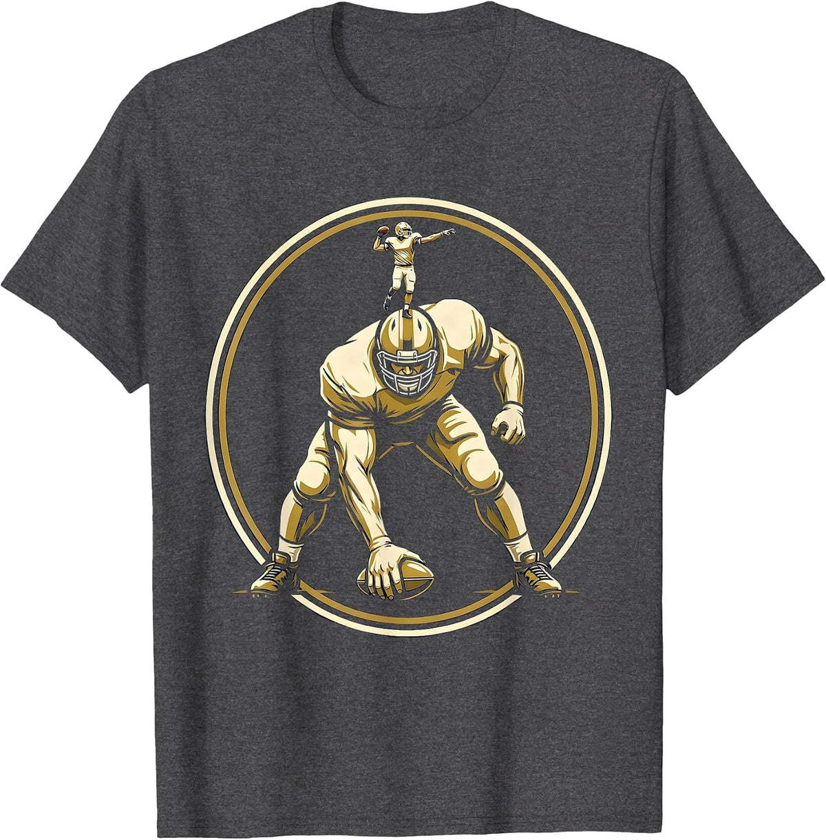 Men's Quarterback On Lineman Funny Football Player Humor T-Shirt - Dark Heather Grey