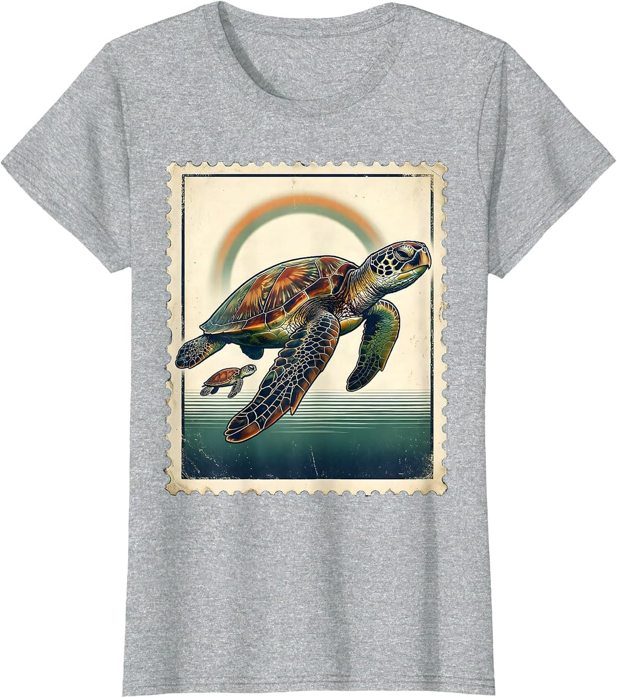 Women's Sea Turtle Vintage Ocean Animal Vacation Souvenir T-Shirt - Heather Grey