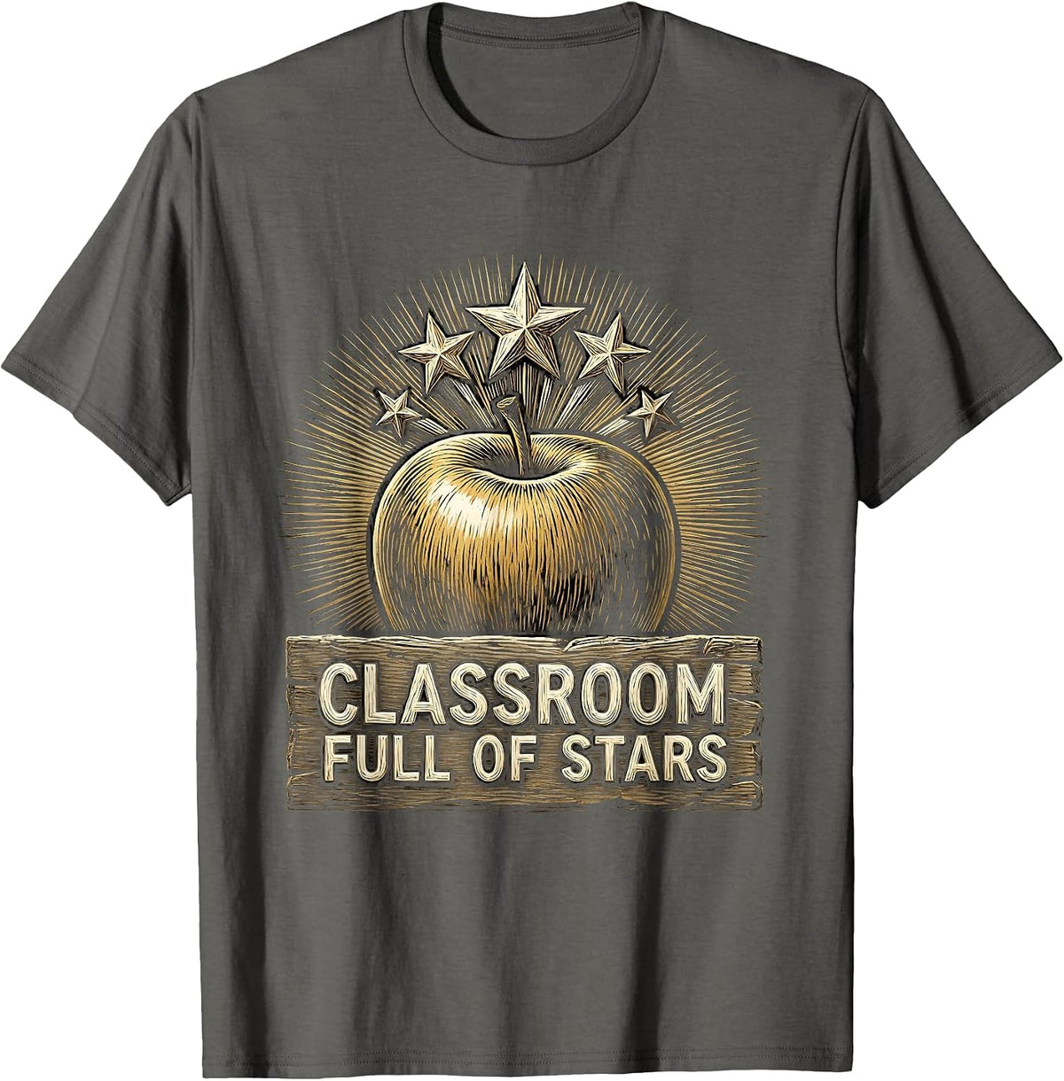 Classroom Full of Stars Elementary Teacher Design T-Shirt - Asphalt Grey