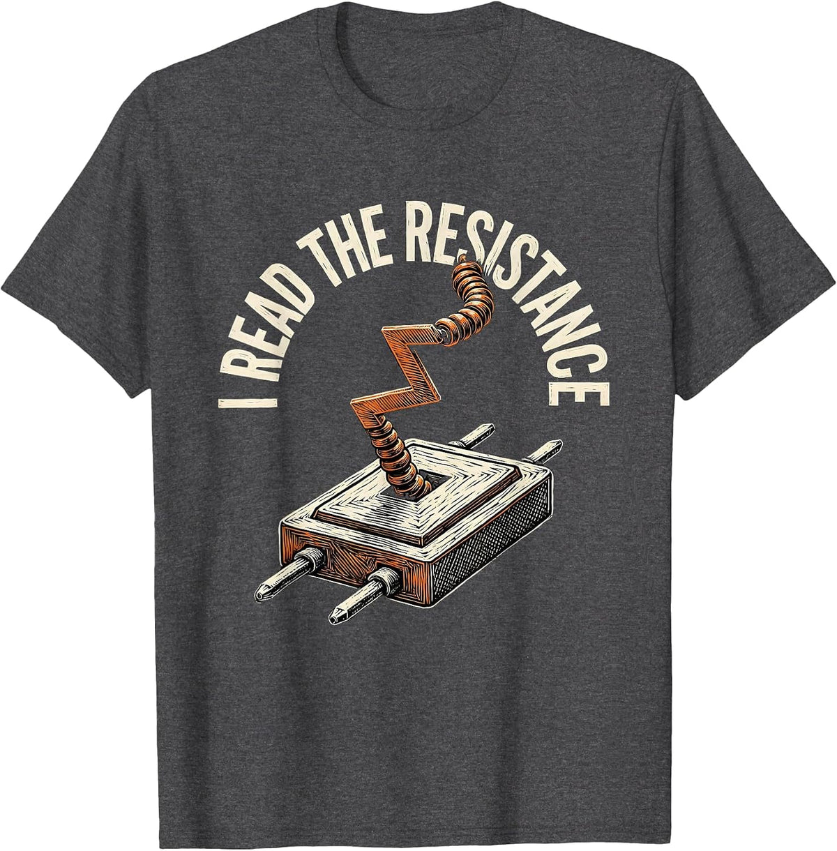 Men's I Read The Resistance Funny Electrician Skeleton Sarcastic T-Shirt - Dark Heather Grey