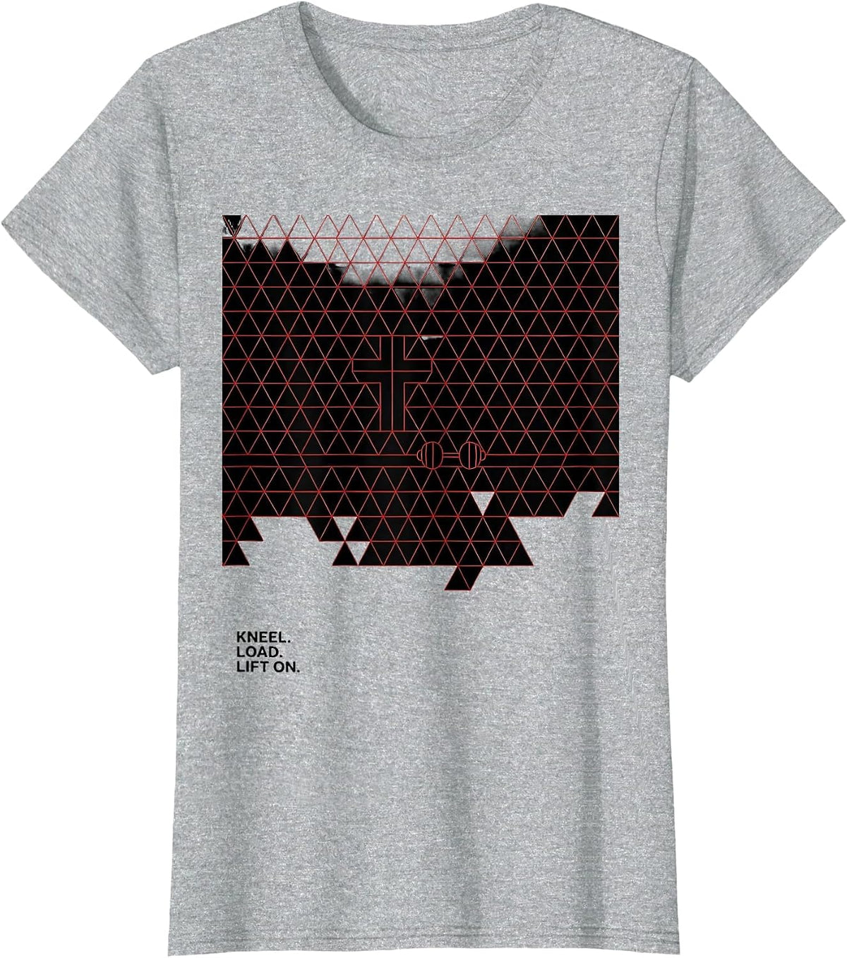 Kneel Load Lift On Geometric Christian Gym Workout T-Shirt - Heather Grey