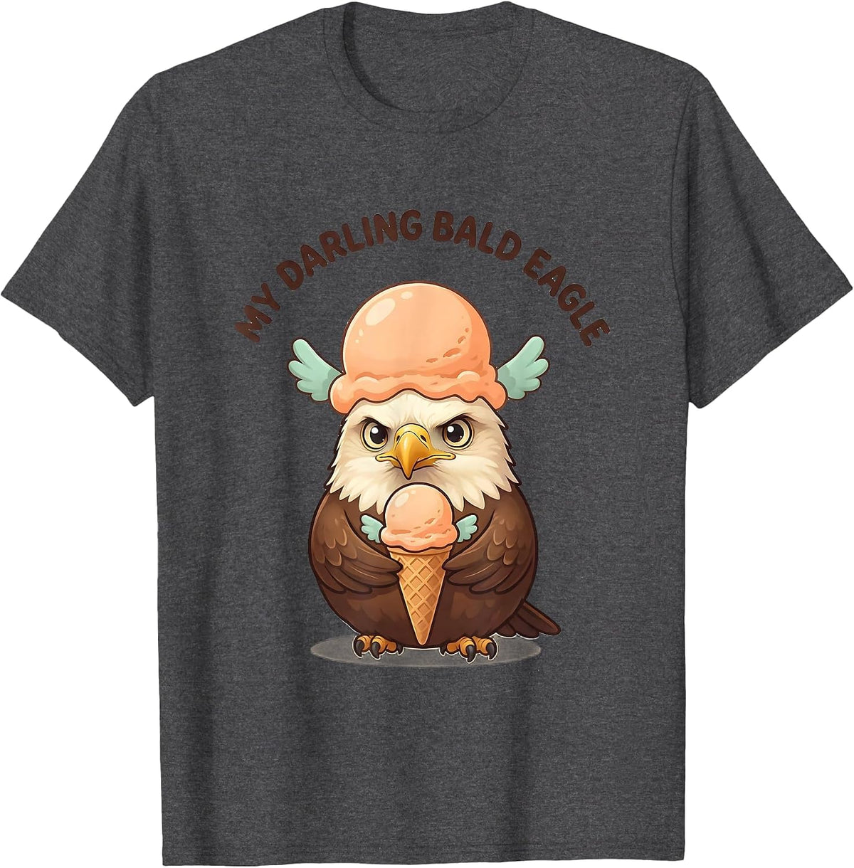 My Darling Bald Eagle Cute Kawaii Bird Lover Novelty T-Shirt - Dark Heather Grey