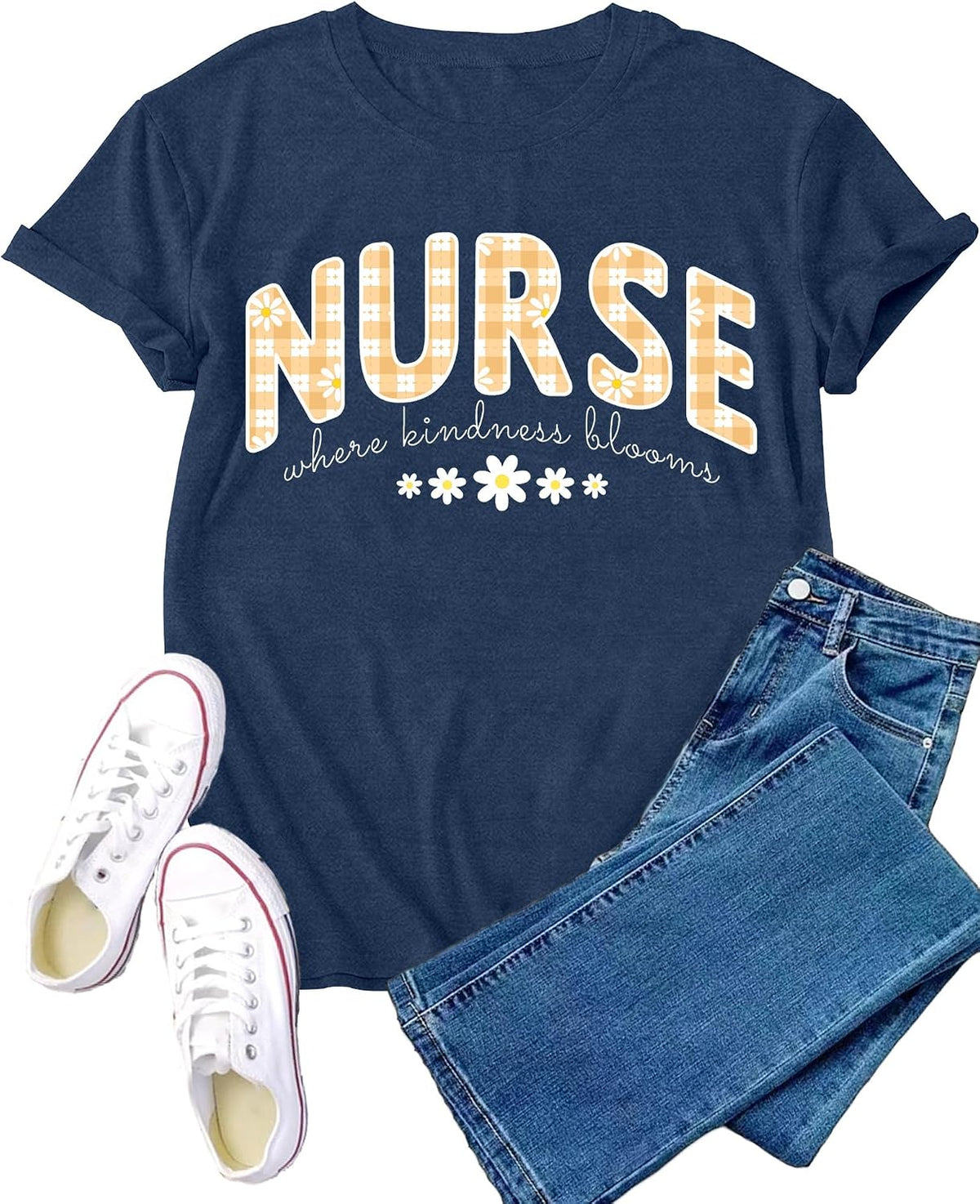 Nurse Shirt for Women Nursing Life T-Shirt Nurses Week Tee Tops - Blue