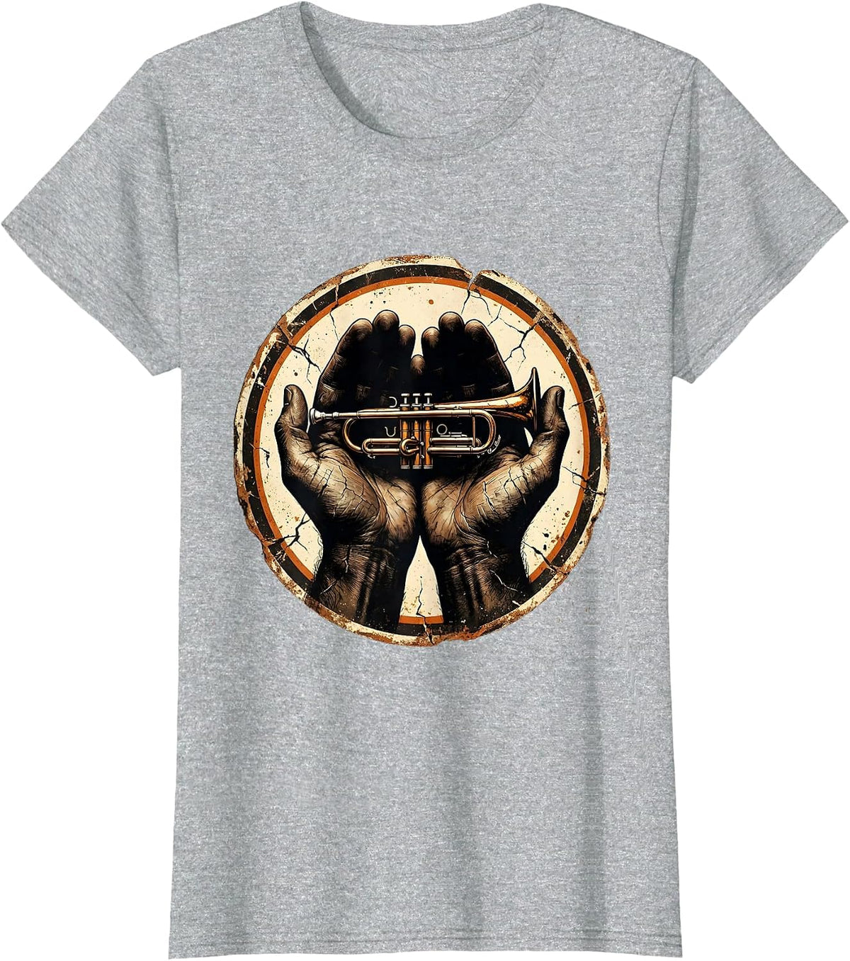 Band Mom Trumpet Hands Graphic Tee T-Shirt - Heather Grey