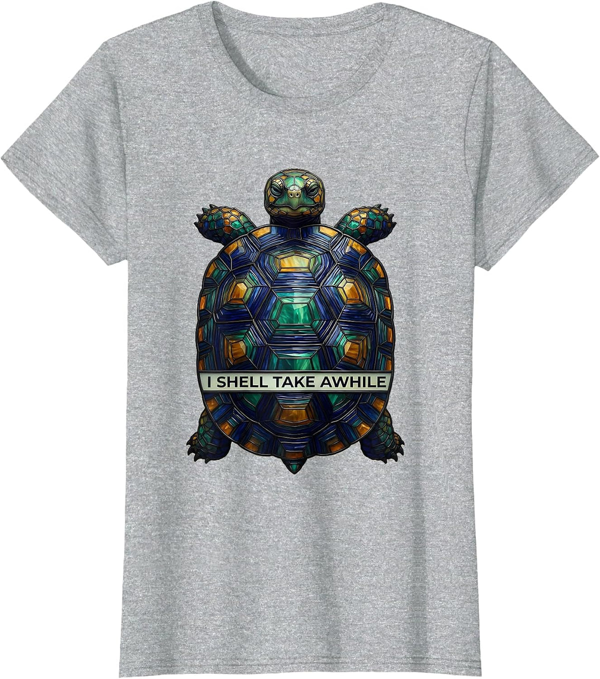I Shell Take Awhile Funny Tortoise Lover Pet Owner Humor T-Shirt - Heather Grey