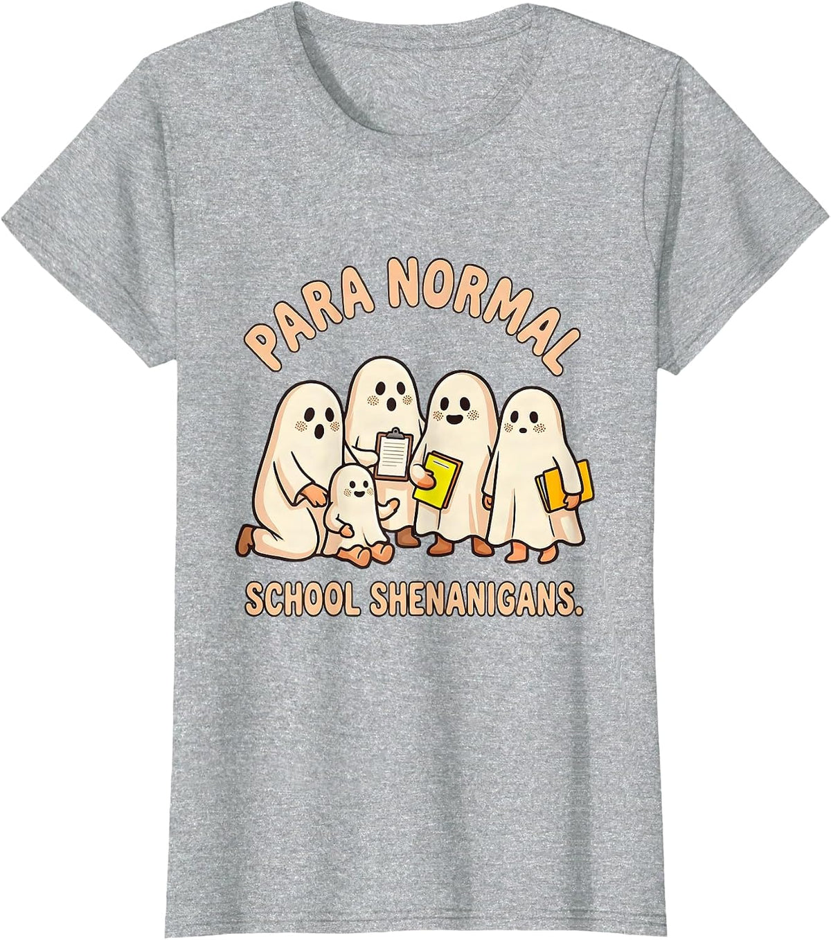Women's Para Normal School Shenanigans Funny Paraeducator Halloween T-Shirt - Heather Grey