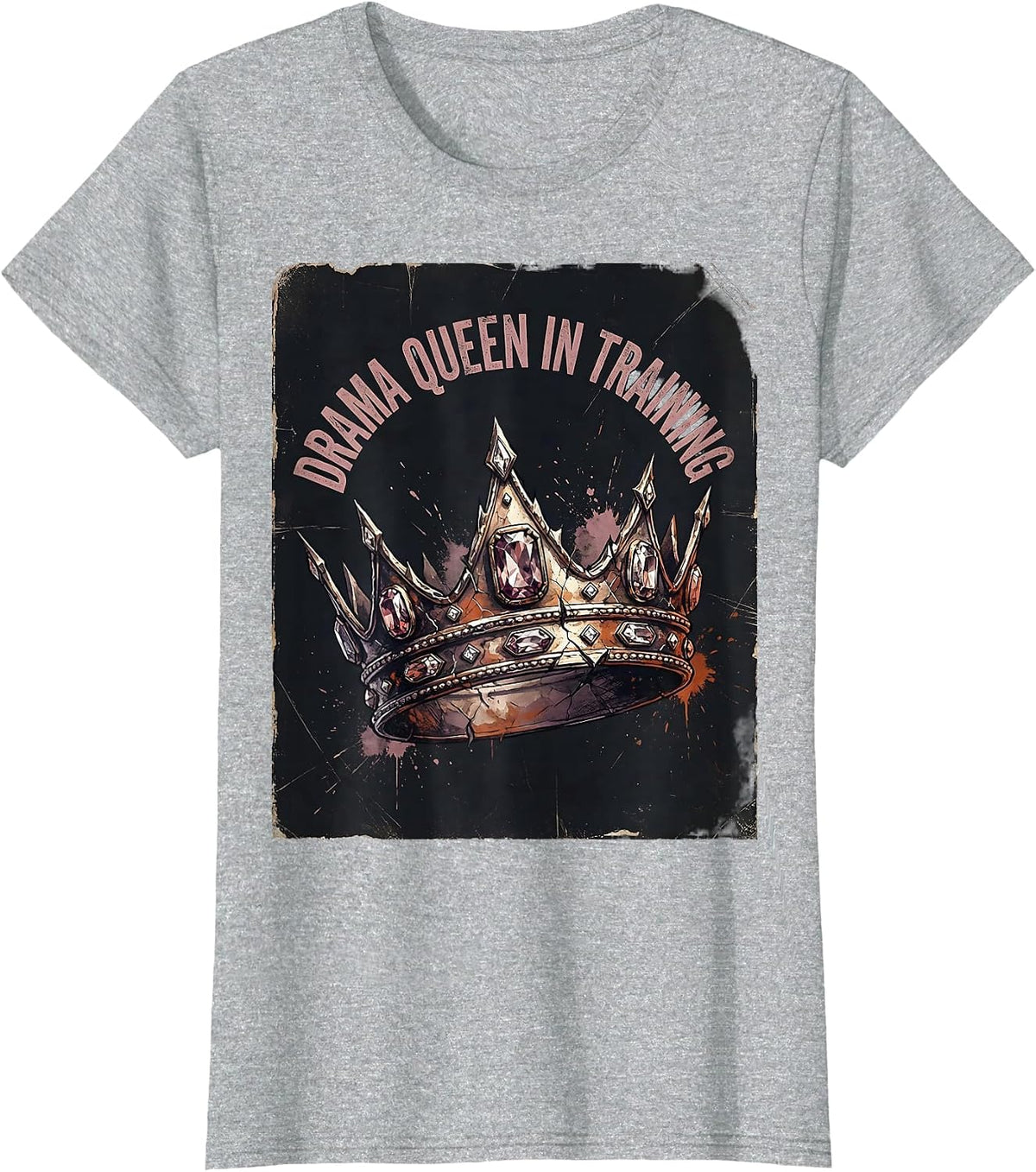 Drama Queen In Training Princess Design T-Shirt - Heather Grey
