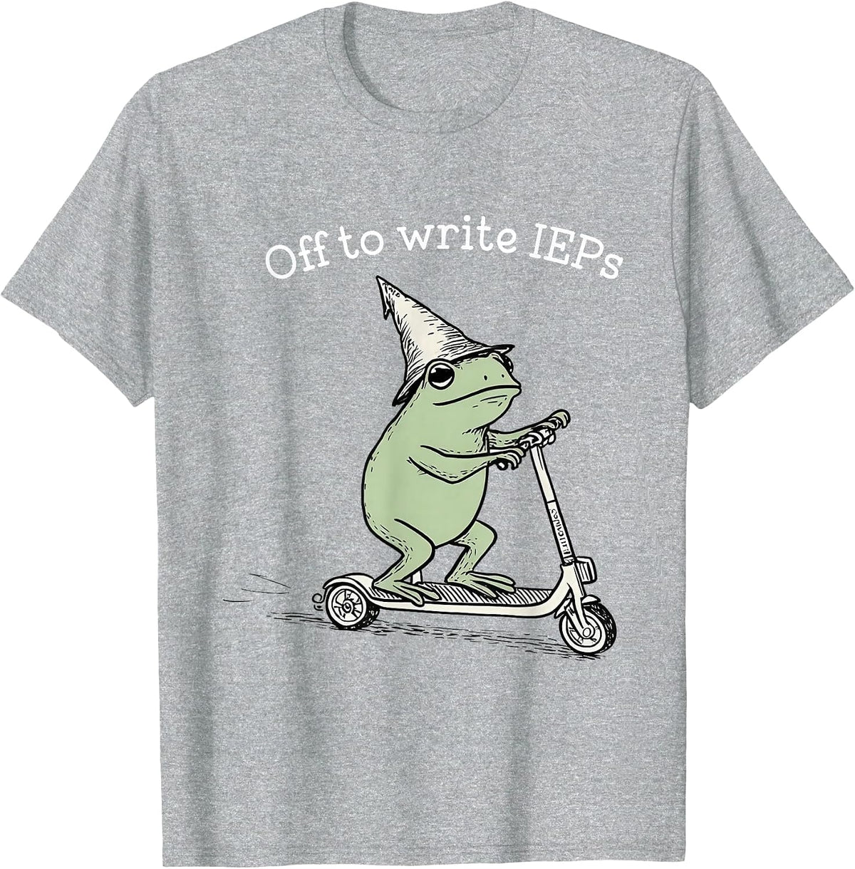 Off to Write IEPs Frog Teacher T-Shirt - Heather Grey