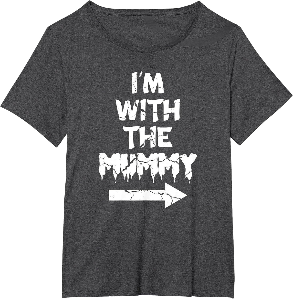 I'm with Mummy Halloween Lazy Mummified Monster Lover T-Shirt - Dark Heather Grey