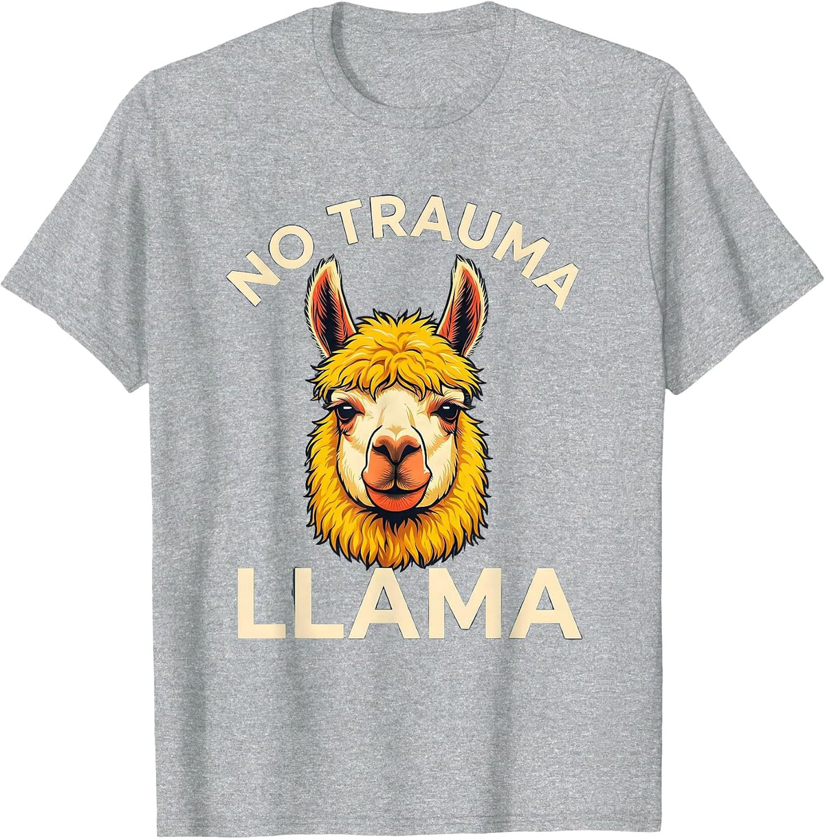 Men's No Trauma Llama Funny Llama Lover Animal Humor T-Shirt - Heather Grey