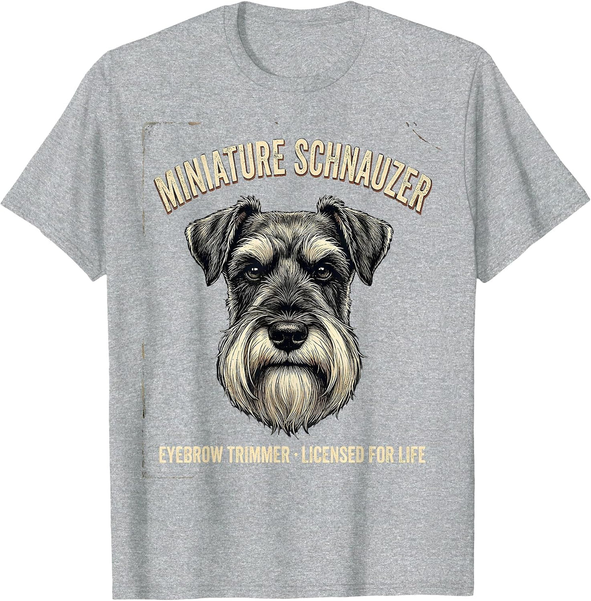 Men's Miniature Schnauzer Eyebrow Trimmer, Licensed For Life T-Shirt - Heather Grey