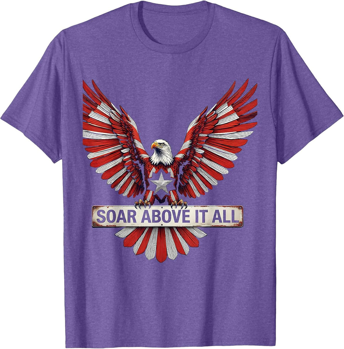Men's American Flag Eagle Soar Above It All Design T-Shirt - Purple Heather