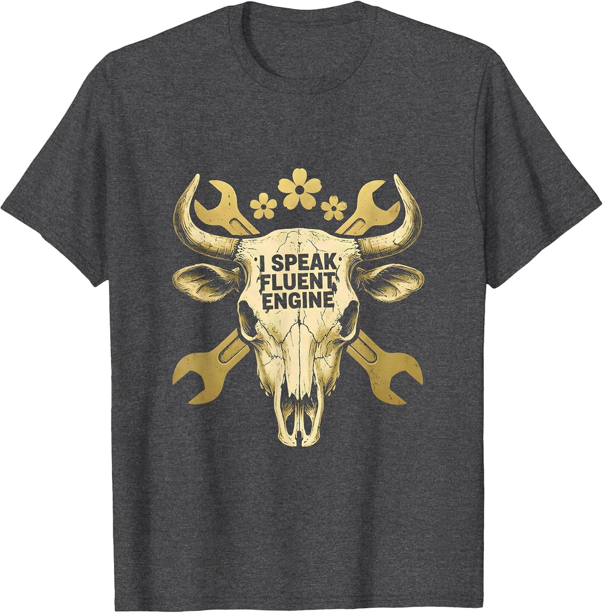 Men's I Speak Fluent Engine Mechanic Graphic Design T-Shirt - Dark Heather Grey