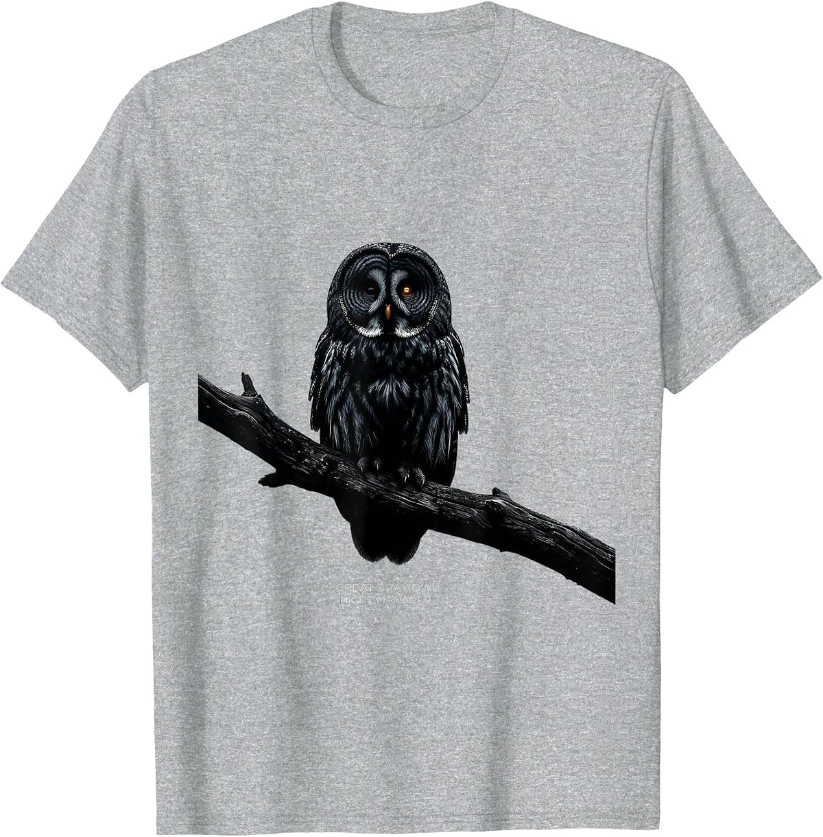 Men's Great Gray Owl Night Manager Whimsical Nature Lover Vintage T-Shirt - Heather Grey