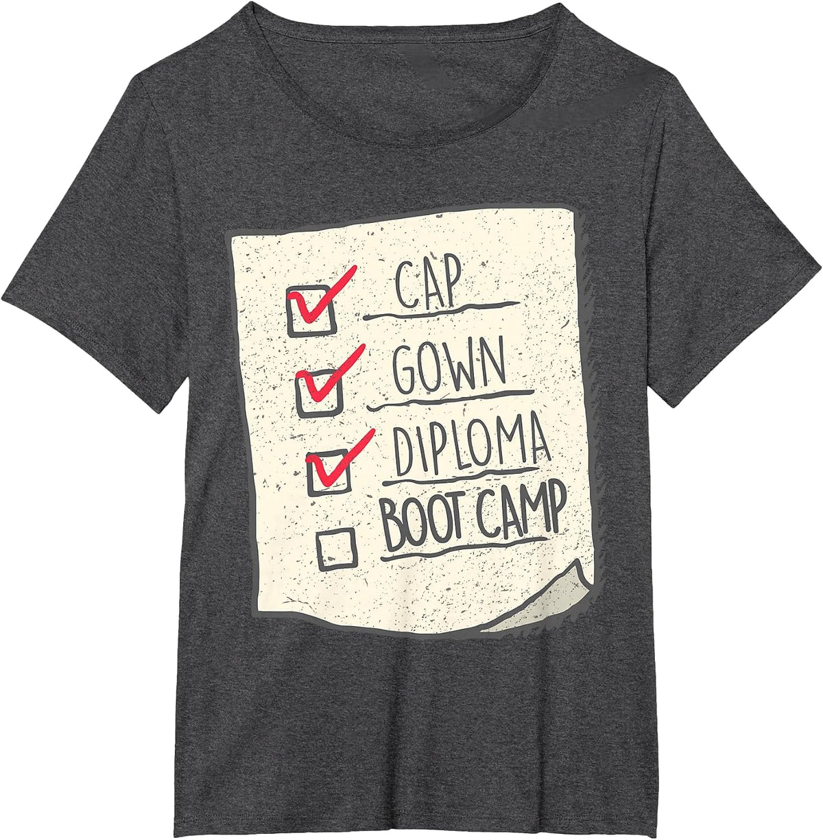 Graduation Shirt | Boot Camp Checklist t-Shirt T-Shirt - Dark Heather Grey