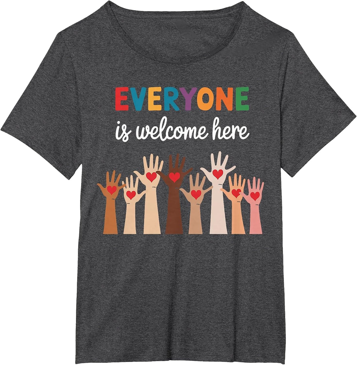 Everyone is Welcome Here Idaho Teacher T-Shirt - Dark Heather Grey