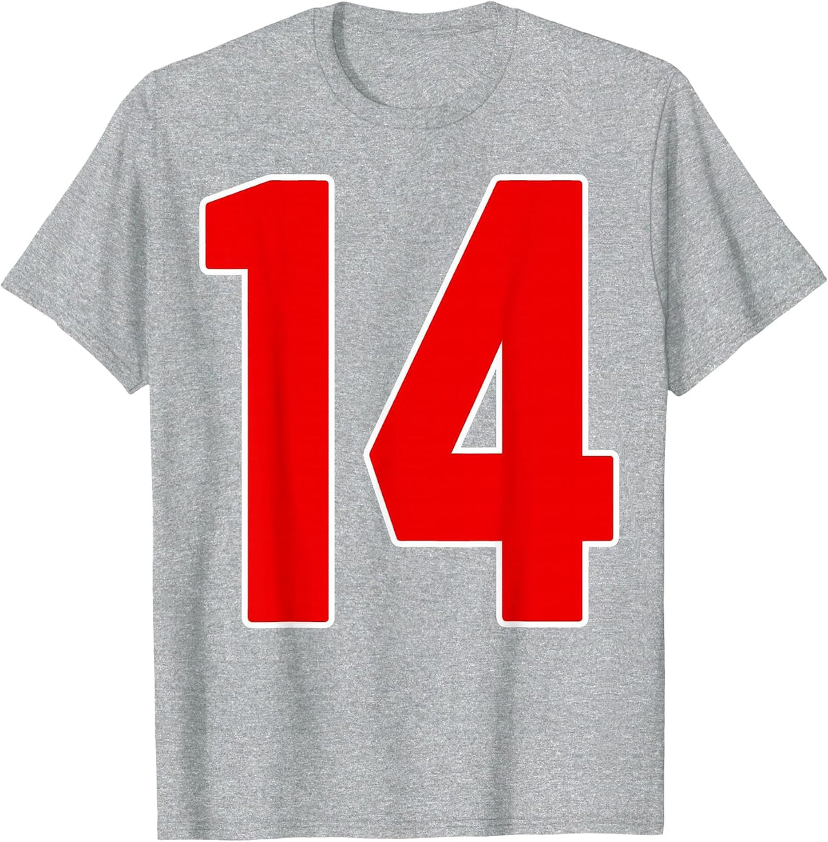 Red Number 14 Jersey Big #14 Uniform Favorite Player T-Shirt - Heather Grey