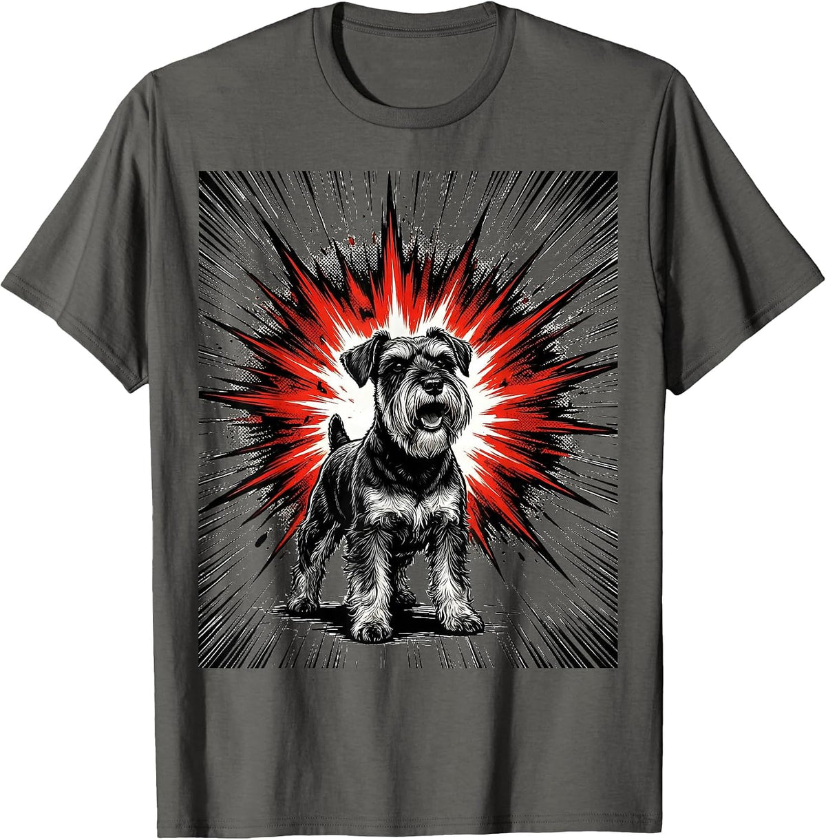 Men's Miniature Schnauzer Comic Book Dog Lover Gift T-Shirt - Asphalt Grey