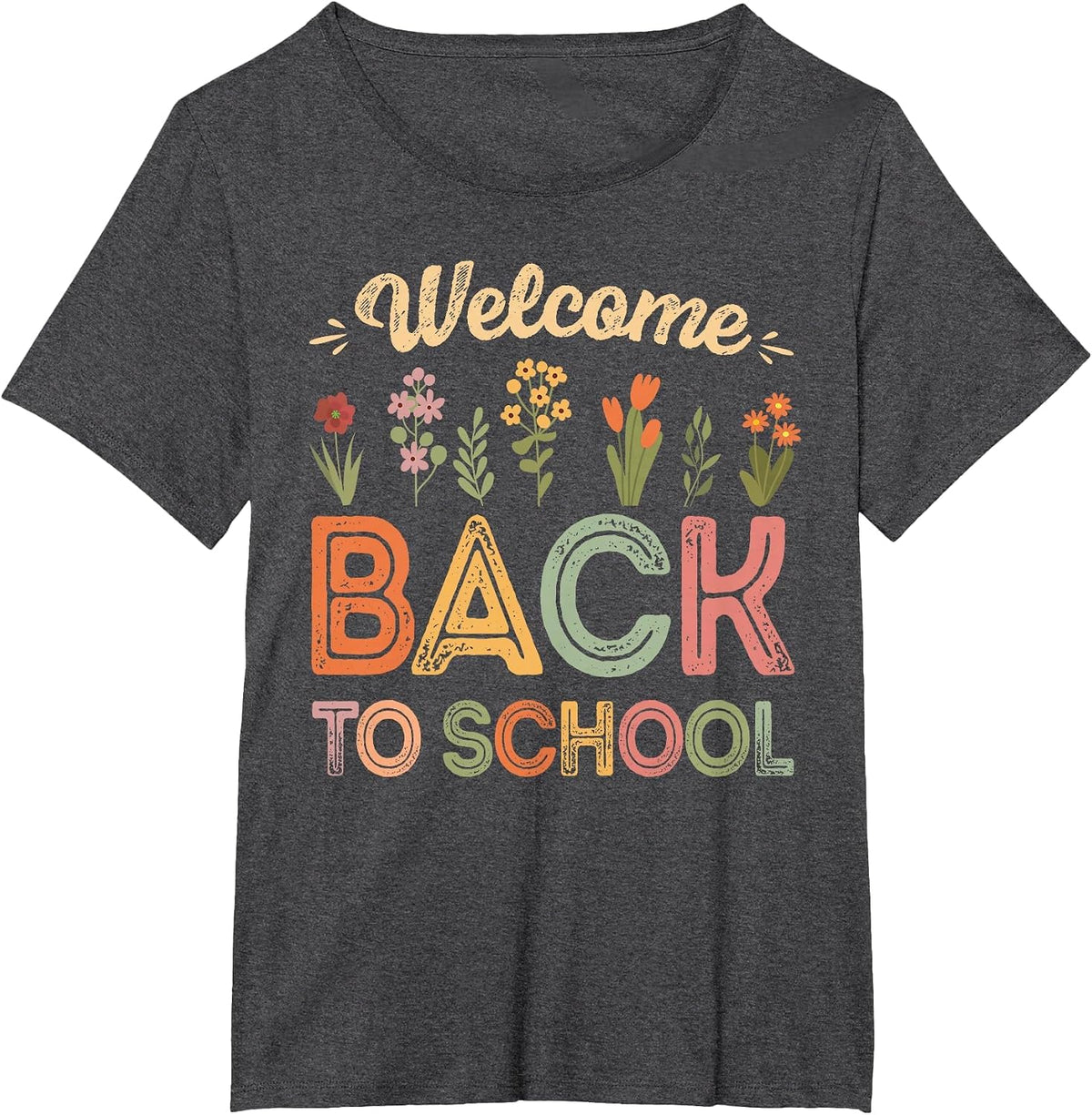 Vintage Welcome Back to School First Day of School Teacher T-Shirt - Dark Heather Grey