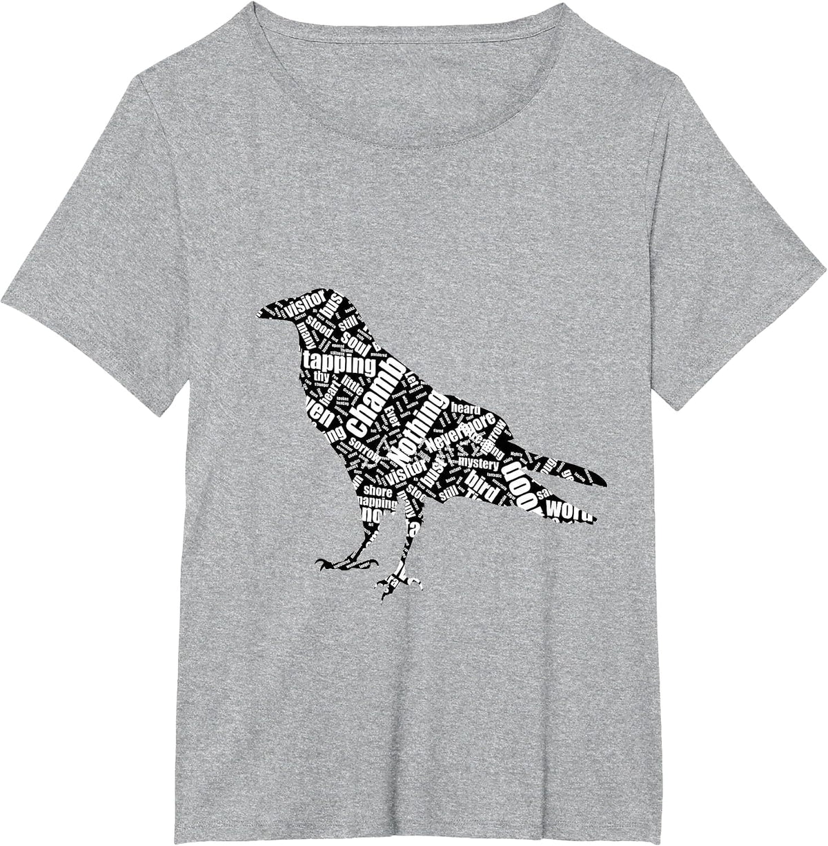 The Raven Edgar Allan Poe Word Cloud Poem Shirt T-Shirt - Heather Grey
