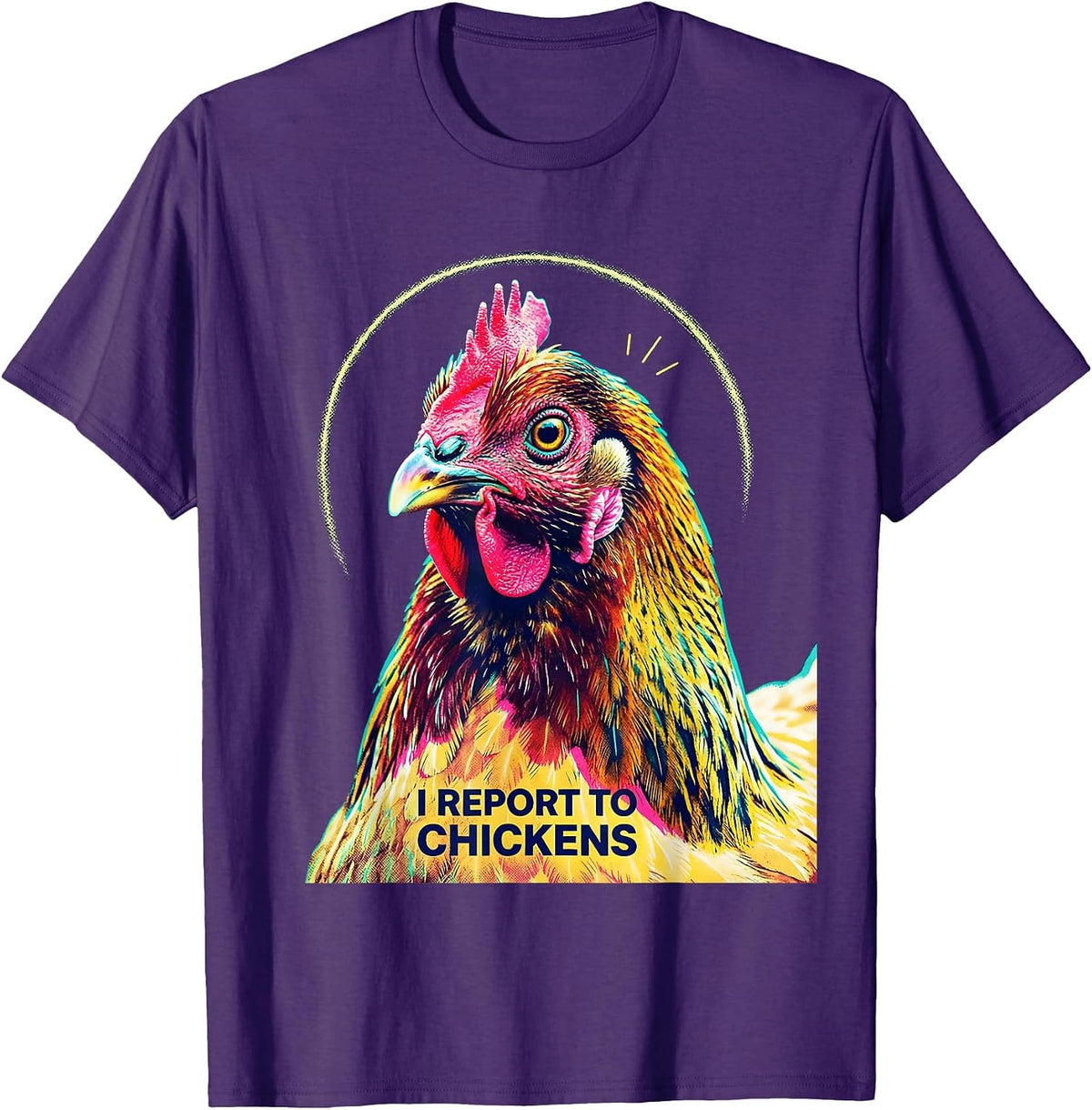 Men's I Report To Chickens Funny Chicken Lover Farm Humor T-Shirt - Purple