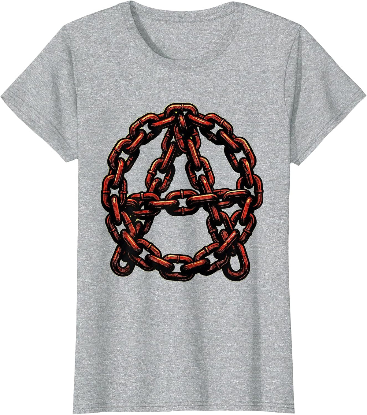 Anarchist Symbol Twisted Chains Punk Art Design T-Shirt - Heather Grey