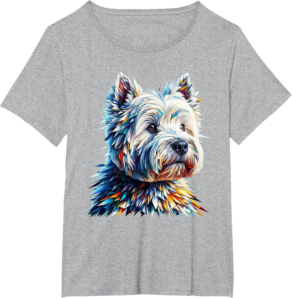 Polygon Art West Highland White Terrier Westie T-Shirt - Heather Grey