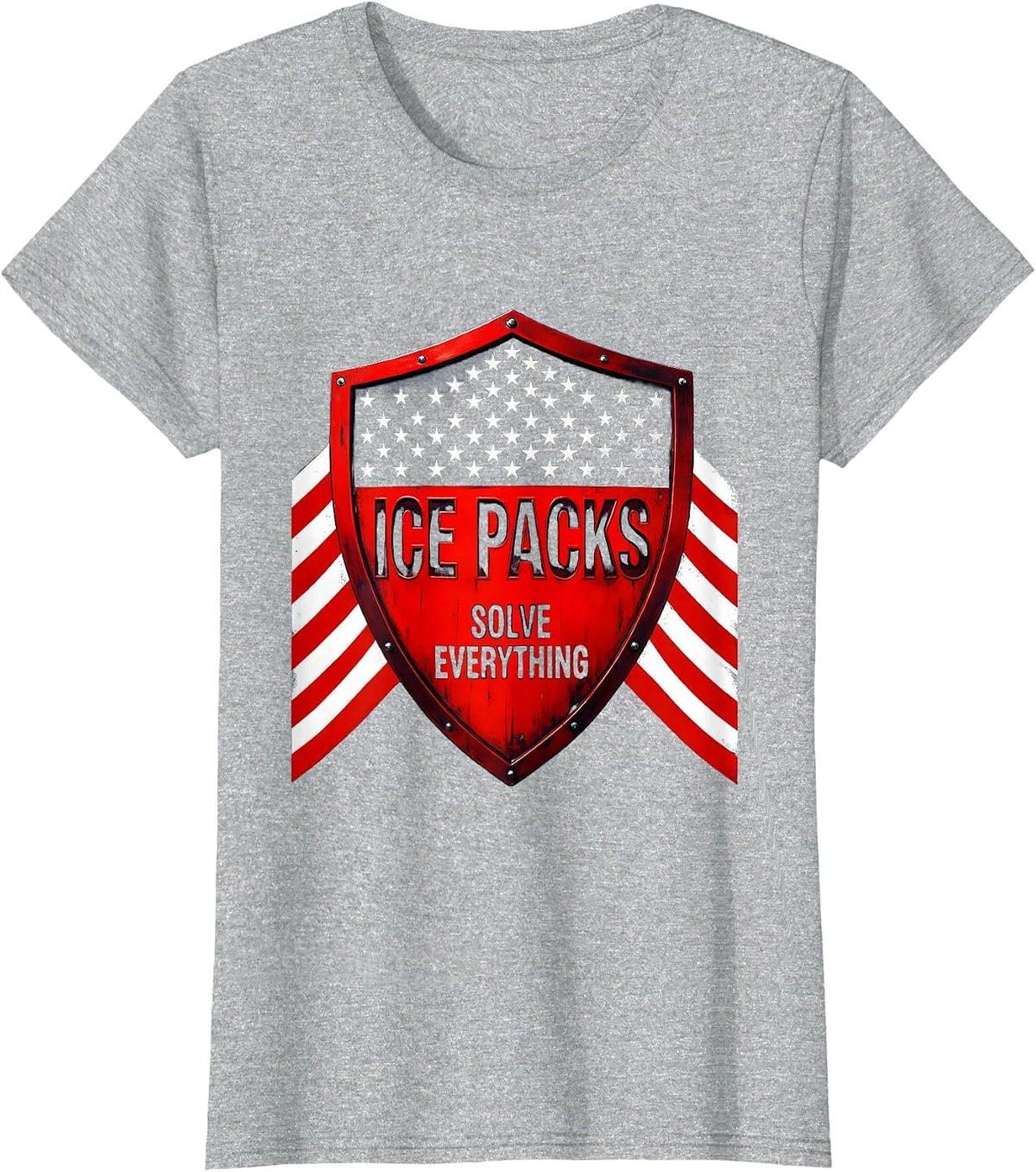 Ice Packs Solve Everything School Nurse Design T-Shirt - Heather Grey