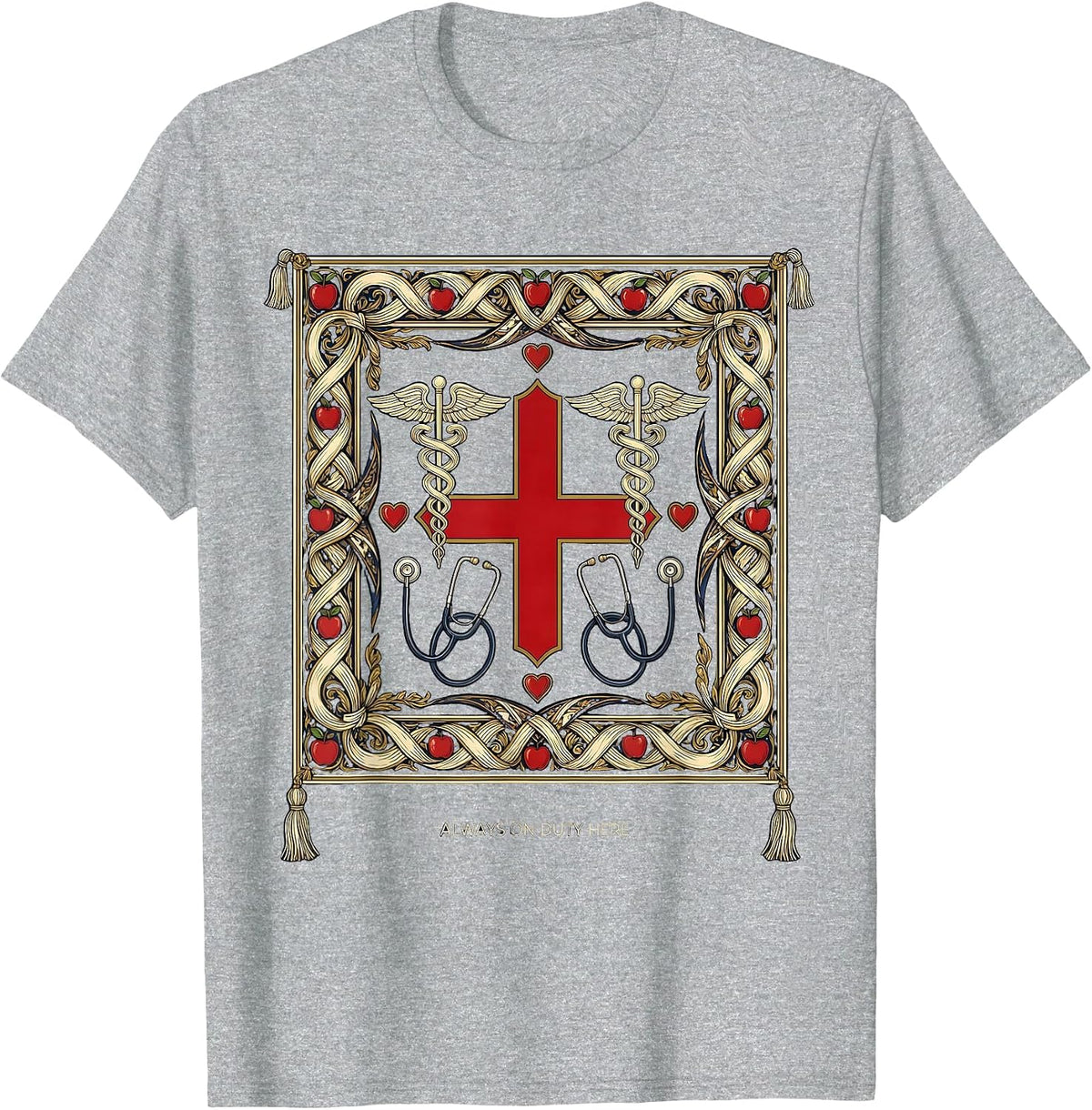 Men's School Nurse Always On Duty Graphic Design T-Shirt - Heather Grey