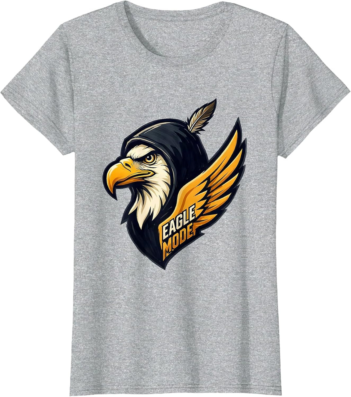 Women's Eagle Mode Playful Bald Eagle Mascot Fan Pride Family T-Shirt - Heather Grey