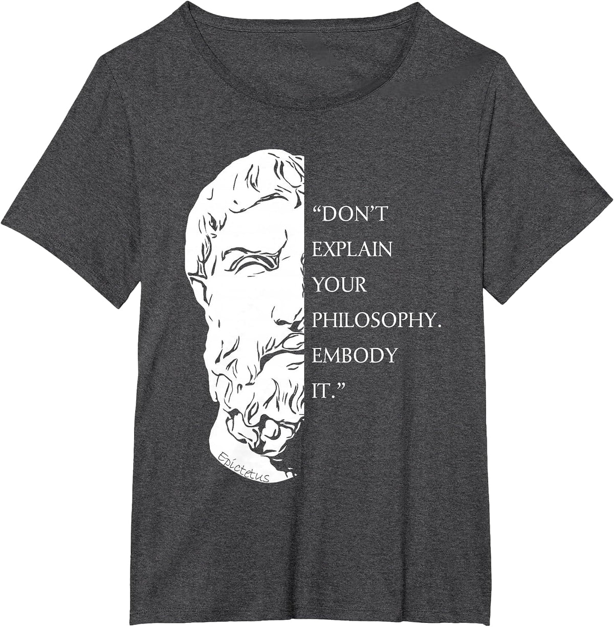 Stoicism Epicture Stoic Philosophy Quote Embody T-Shirt - Dark Heather Grey