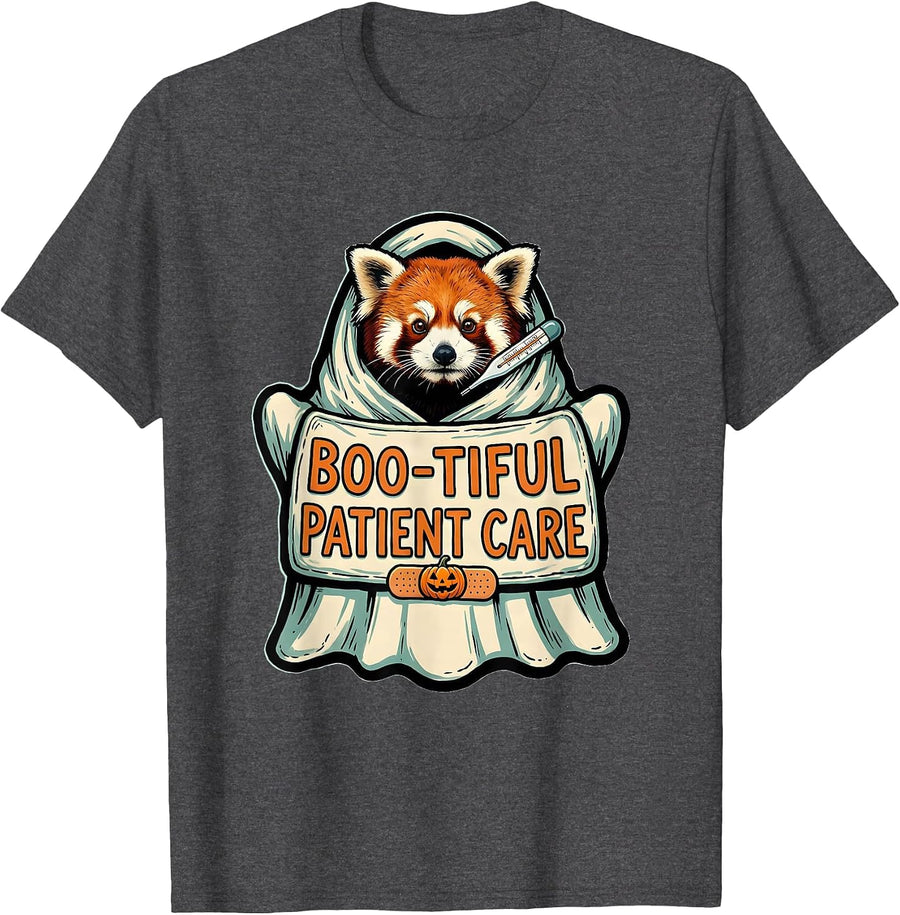 Men's Boo-tiful Patient Care Funny Vet Tech Halloween Workplace T-Shirt - Dark Heather Grey